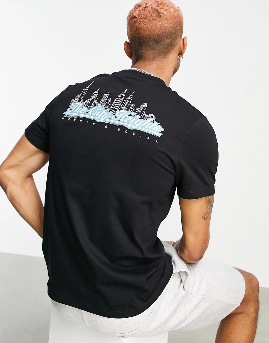 ASOS DESIGN – T-Shirt aus Bio-Baumwolle in Schwarz mit „New York“-Print am günstig online kaufen