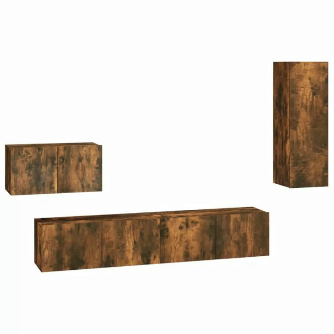 vidaXL TV-Schrank 4-tlg. TV-Schrank-Set Räuchereiche Holzwerkstoff (4-St) günstig online kaufen