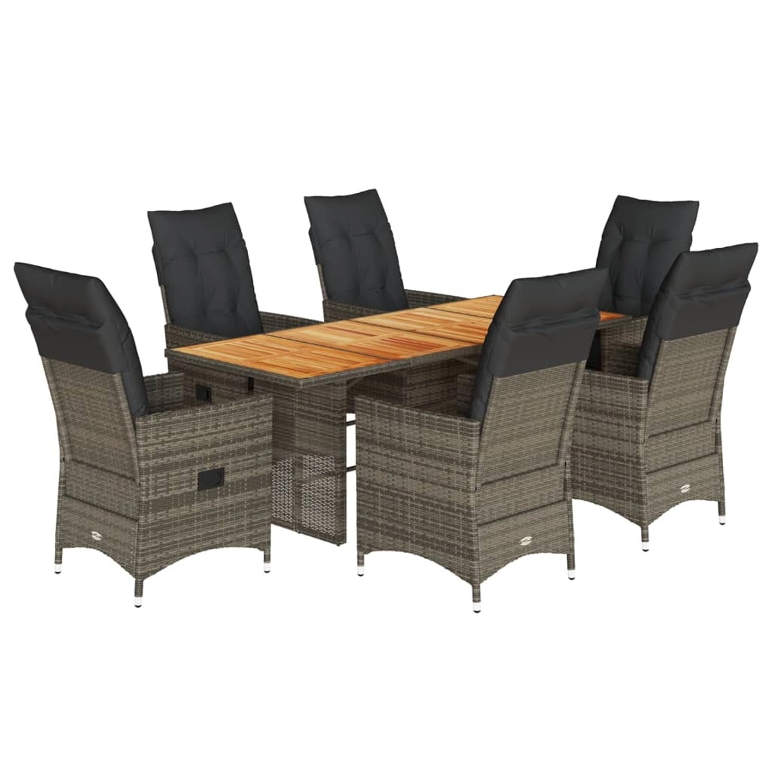vidaXL 7-Tlg Garten-Essgruppe mit Kissen Grau Poly Rattan 3276732 günstig online kaufen