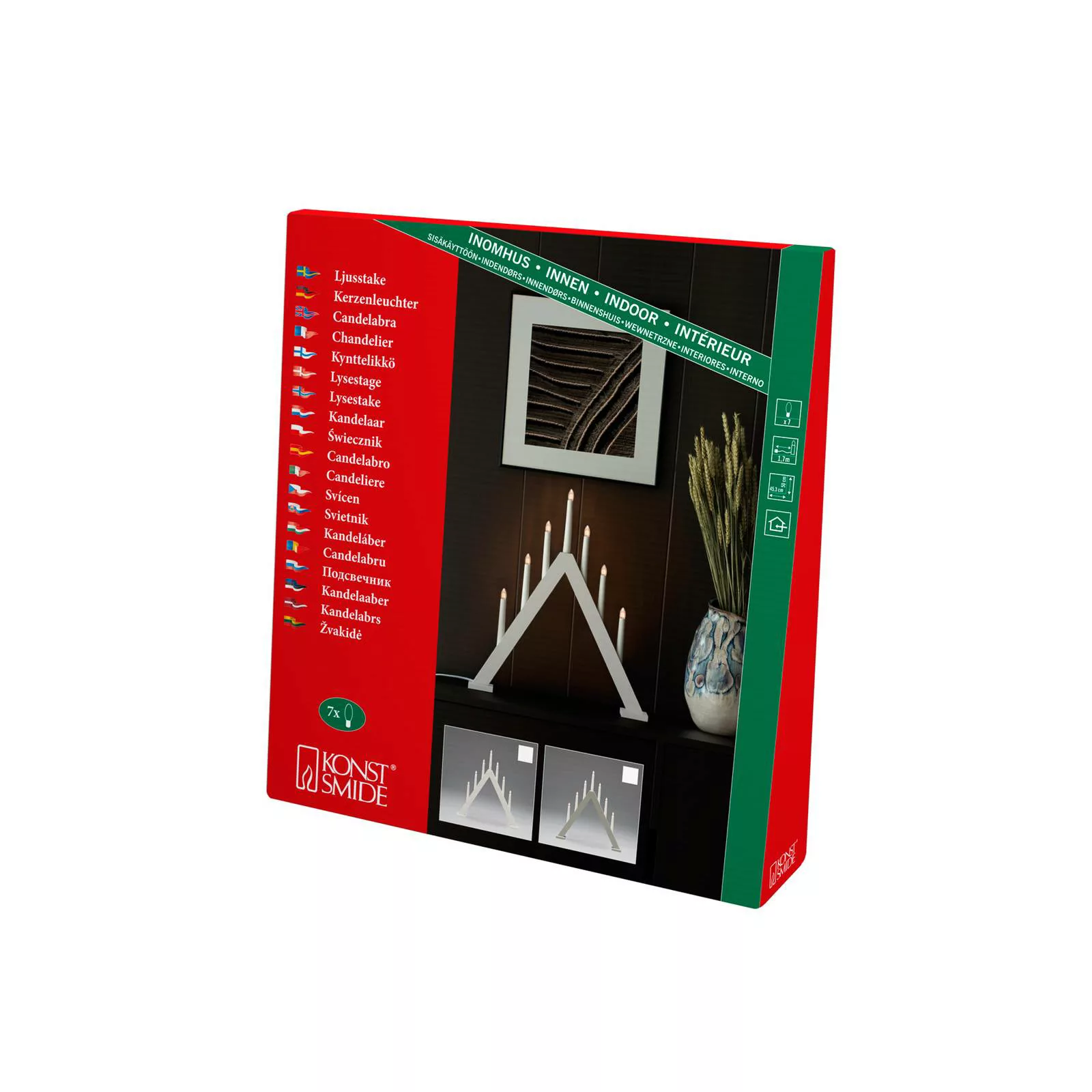 KONSTSMIDE Fensterleuchter »Weihnachtsdeko«, 7 flammig-flammig, Holzleuchte günstig online kaufen