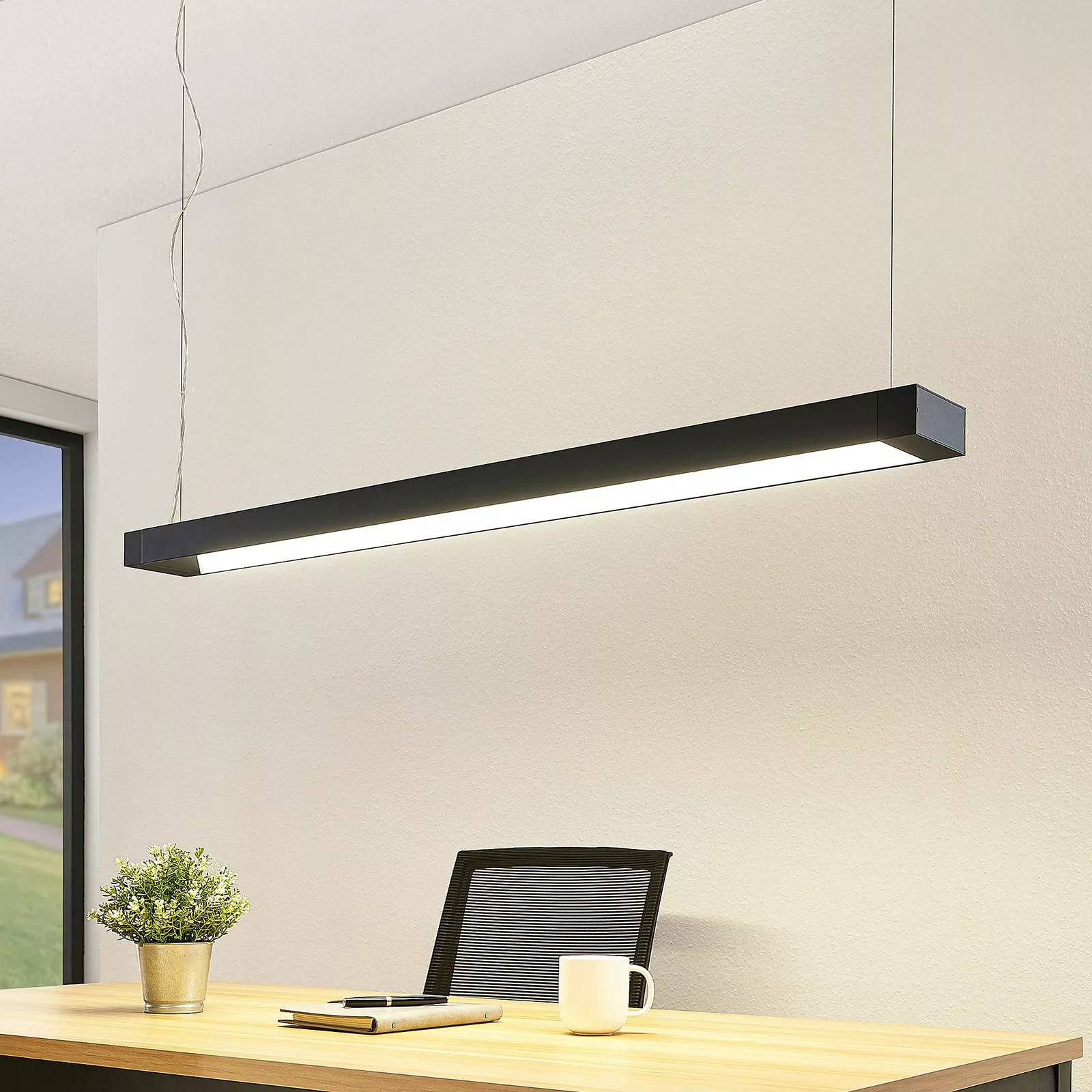 Arcchio Cuna LED-Pendellampe, schwarz, eckig 122cm günstig online kaufen