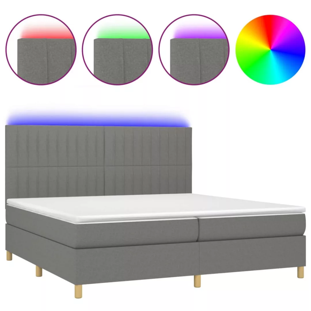 Vidaxl Boxspringbett Mit Matratze & Led Dunkelgrau 200x200 Cm Stoff günstig online kaufen