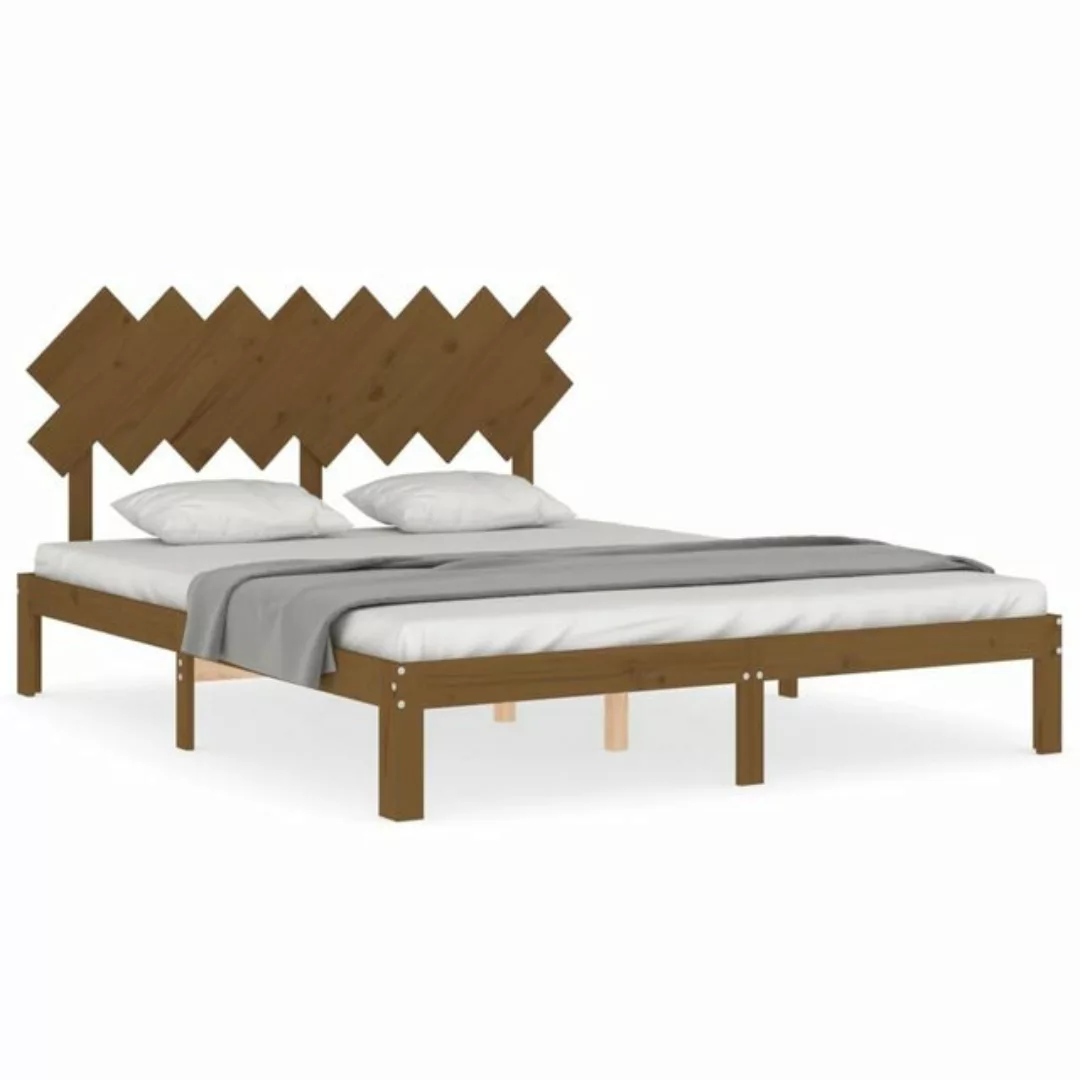 furnicato Bett Massivholzbett mit Kopfteil Honigbraun 160x200 cm günstig online kaufen