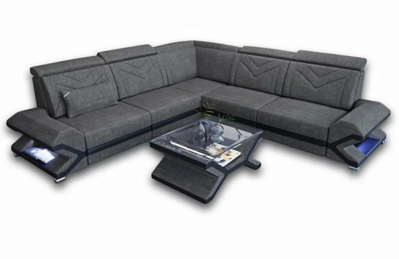 Sofa Dreams Ecksofa Ledersofa Couch Sorrento L Form Sofa Leder, mit LED, wa günstig online kaufen