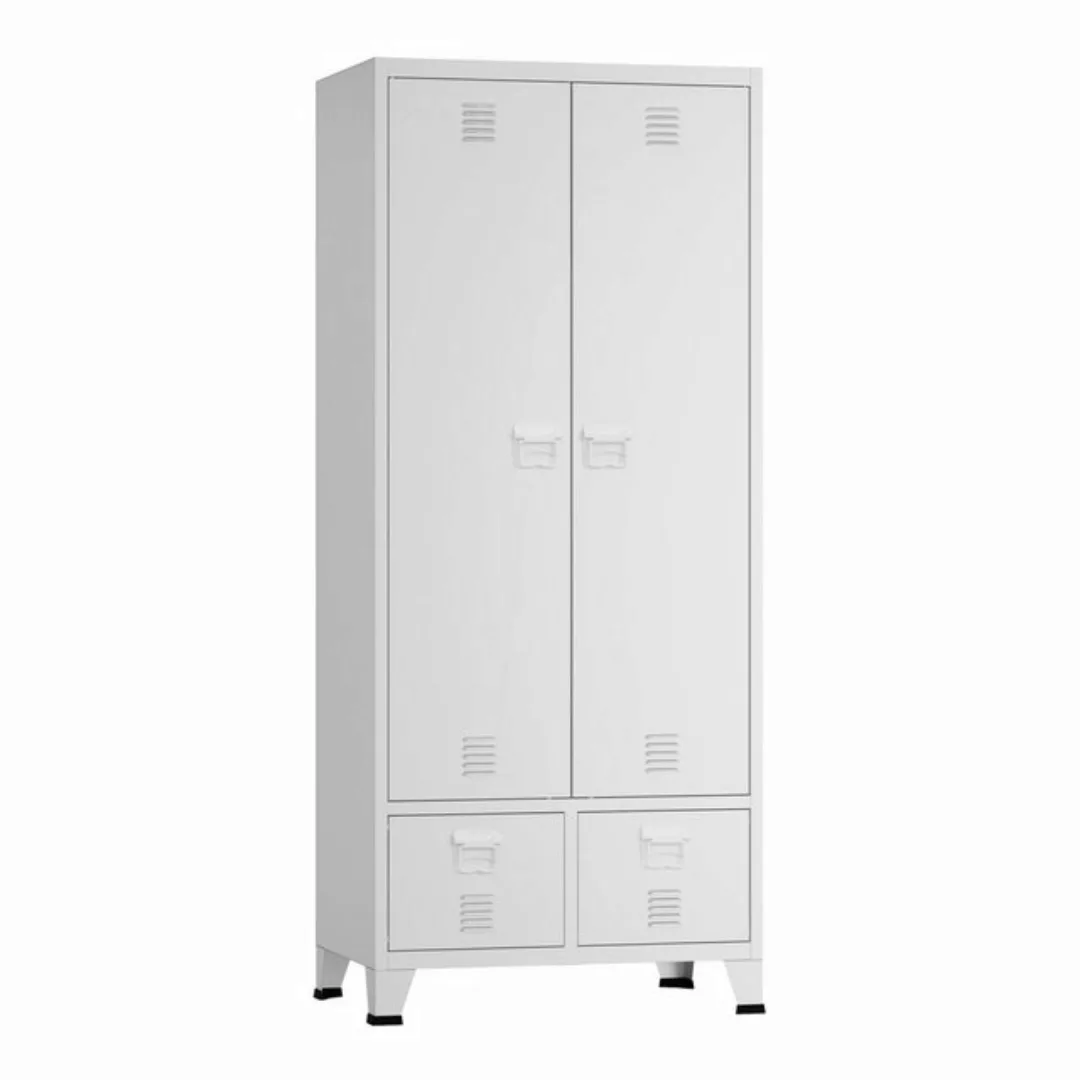 en.casa Kleiderschrank »Hankasalmi« mit 2 Schubladen Stahl 180x90x40 cm Wei günstig online kaufen