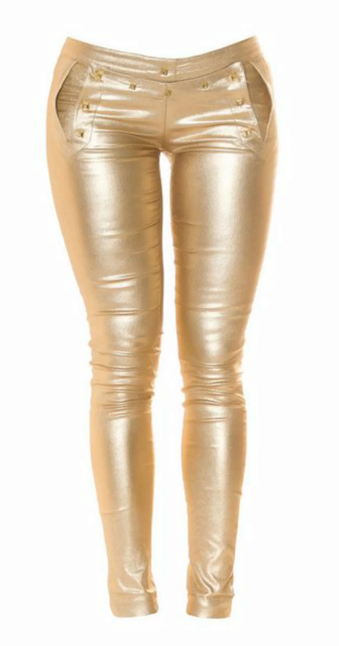 Koucla Treggings Wetlook Hose + Nieten & Schnürung günstig online kaufen