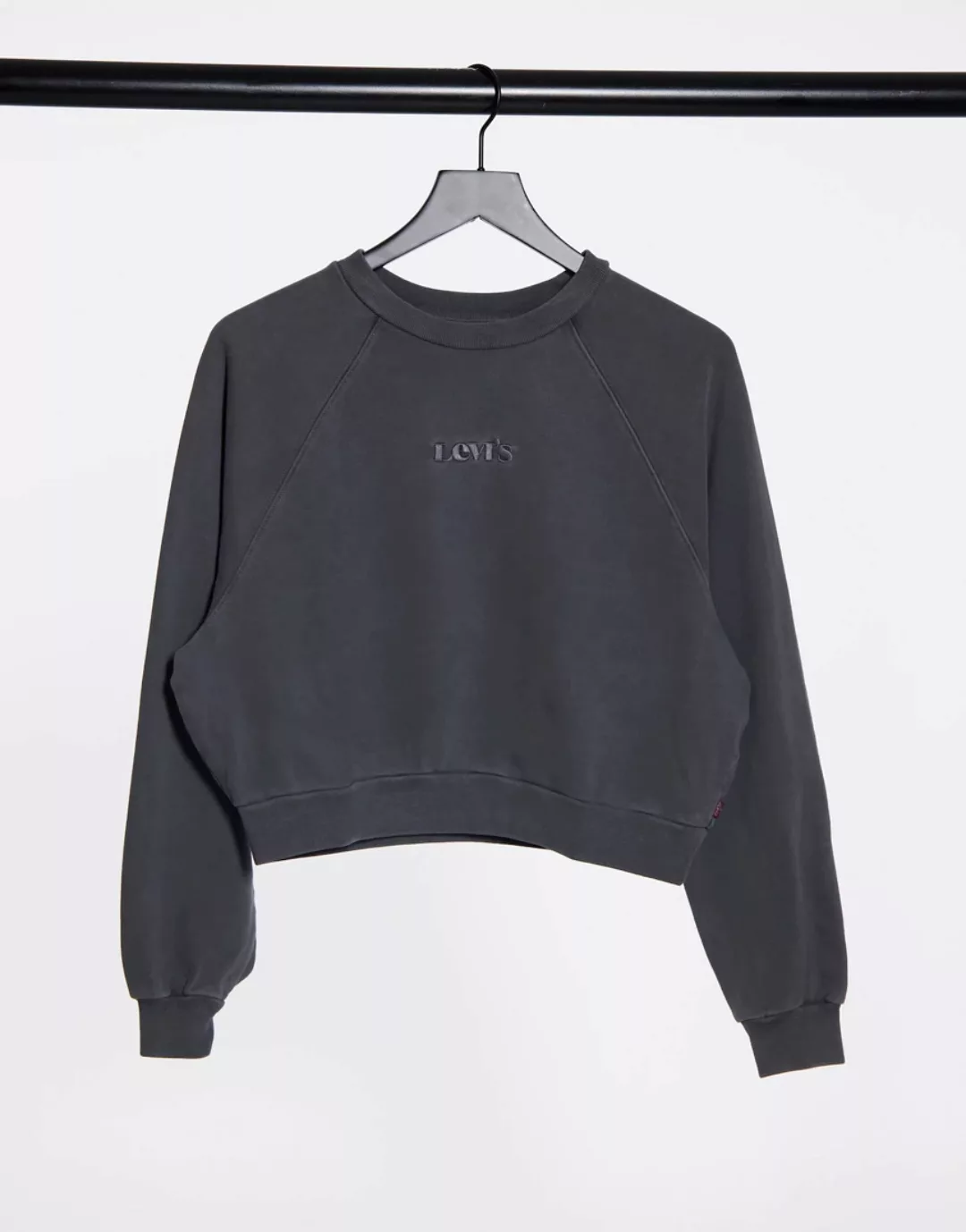 Levi's – Vintage-Sweatshirt in verwaschenem Schwarz mit Raglanärmeln und Ru günstig online kaufen