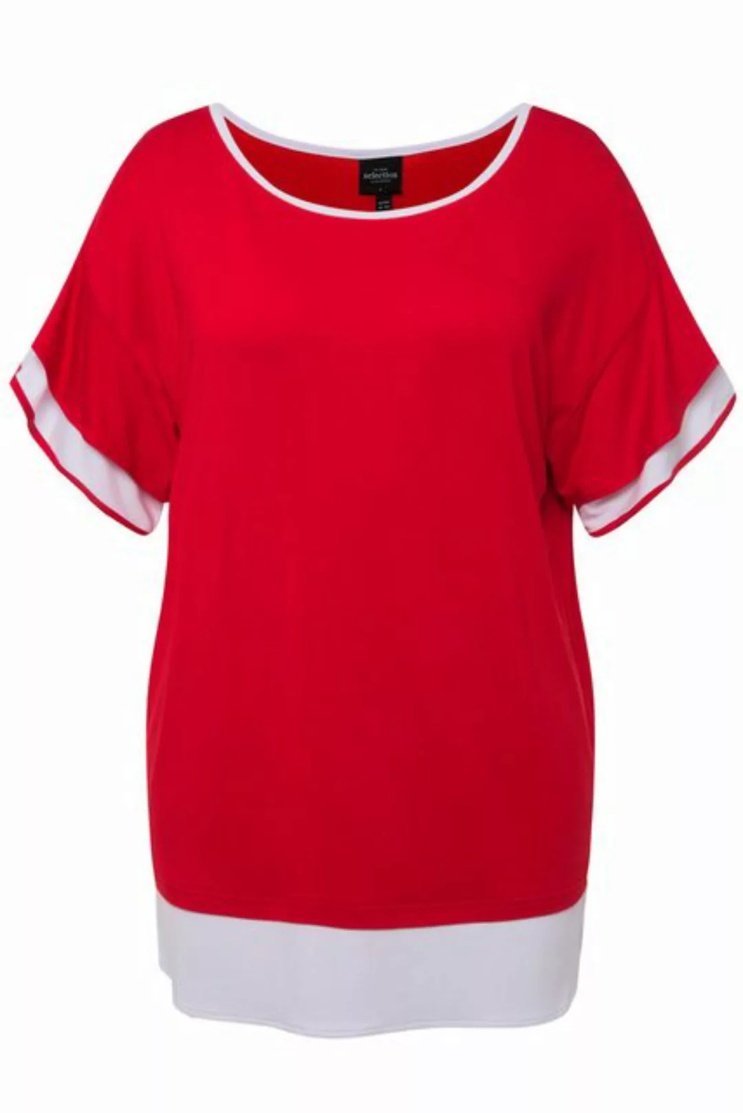 Ulla Popken Rundhalsshirt T-Shirt Oversized Rundhals Volant-Halbarm günstig online kaufen