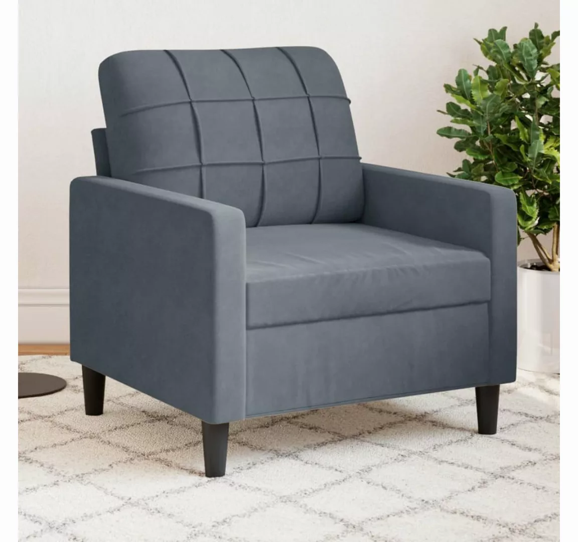 vidaXL Sofa Sofa/ 2-Sitzer/ 3-Sitzer Samt, 60 cm, Dunkelgrau günstig online kaufen