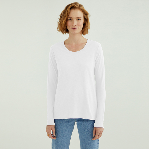 Miriam Damen Rundhals-neck Langarm T-shirt Aus Flame Bio Baumwolle günstig online kaufen