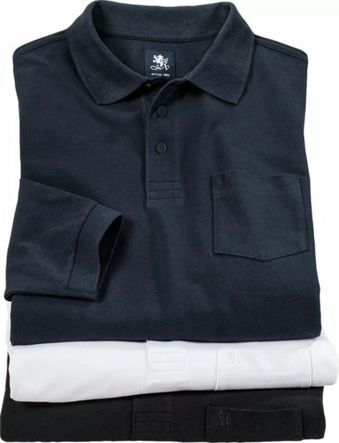 Otto Kern Langarm-Poloshirt (Packung, 3er-Pack) aus Baumwolle günstig online kaufen
