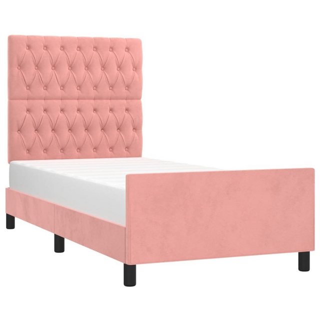 vidaXL Bett Bettgestell mit Kopfteil Rosa 90x200 cm Samt günstig online kaufen