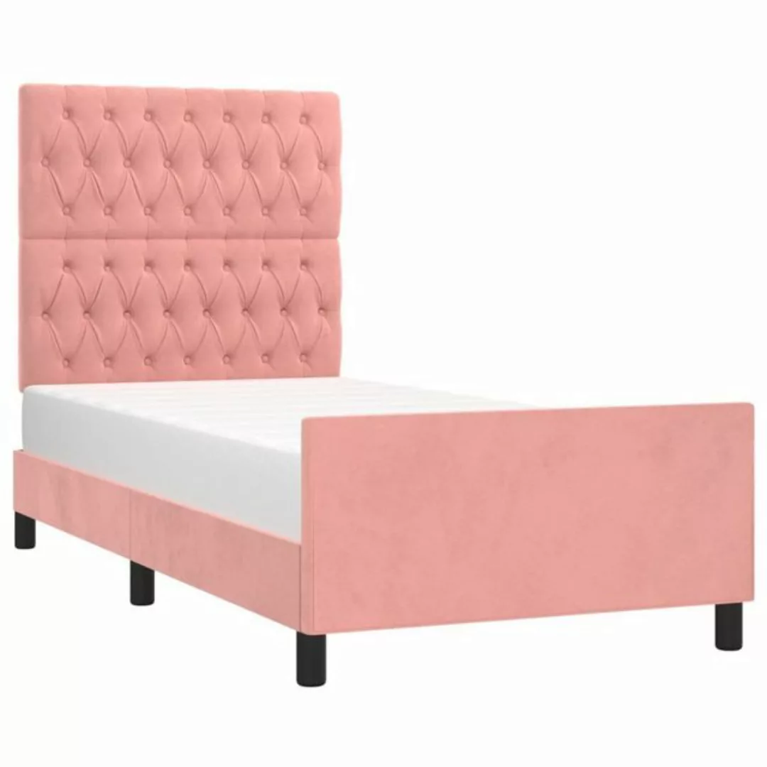 vidaXL Bett Bettgestell mit Kopfteil Rosa 90x200 cm Samt günstig online kaufen