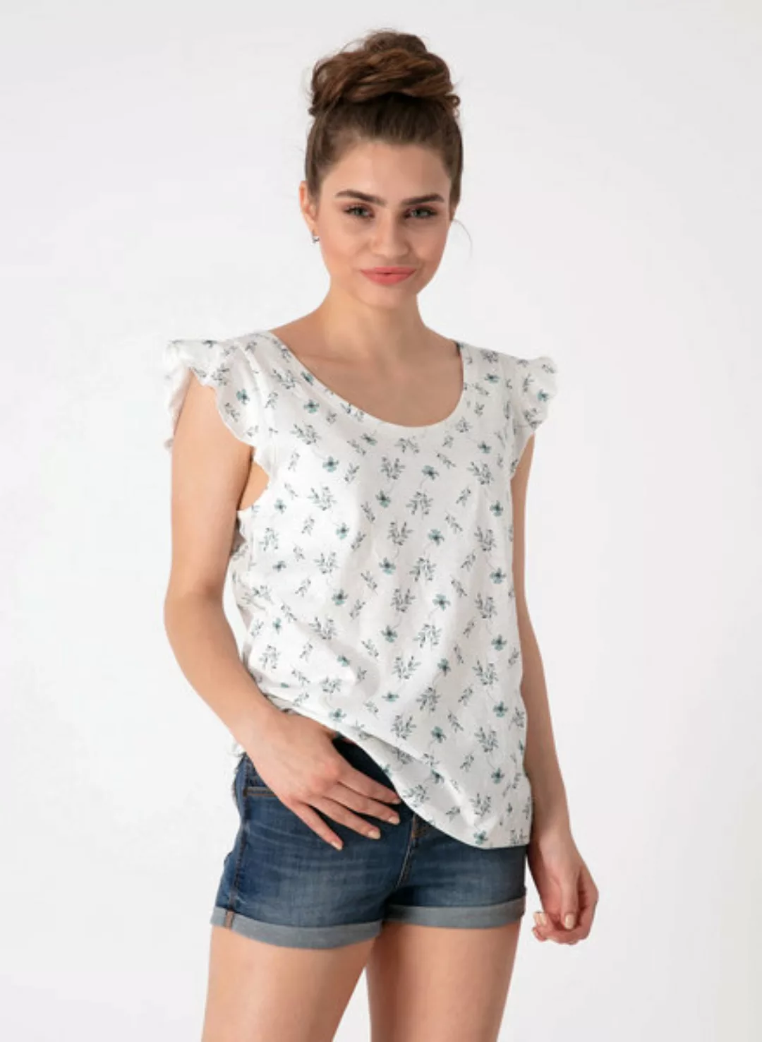 T-shirt Aus Bio Baumwolle Mit Allover Blumenprint günstig online kaufen