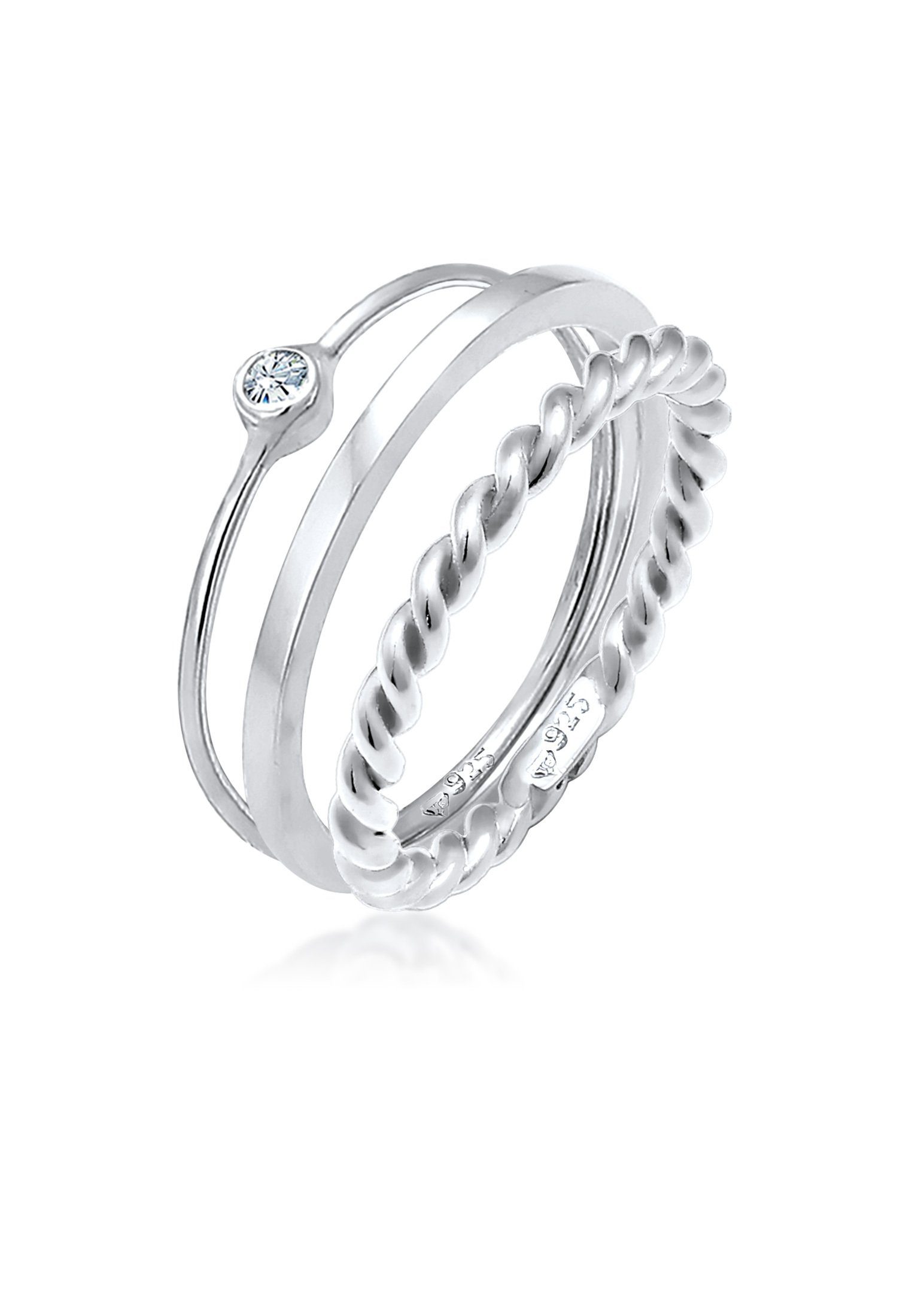 Elli Solitärring Ring-Set mit Kristalle 925 günstig online kaufen