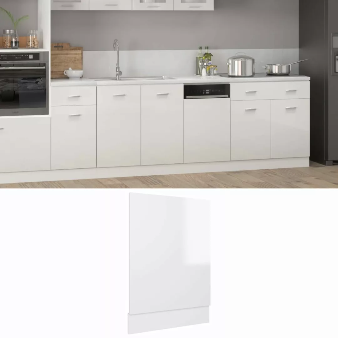 vidaXL Geschirrspülerblende Hochglanz-Weiß 45x3x67 cm Spanplatte weiß günstig online kaufen