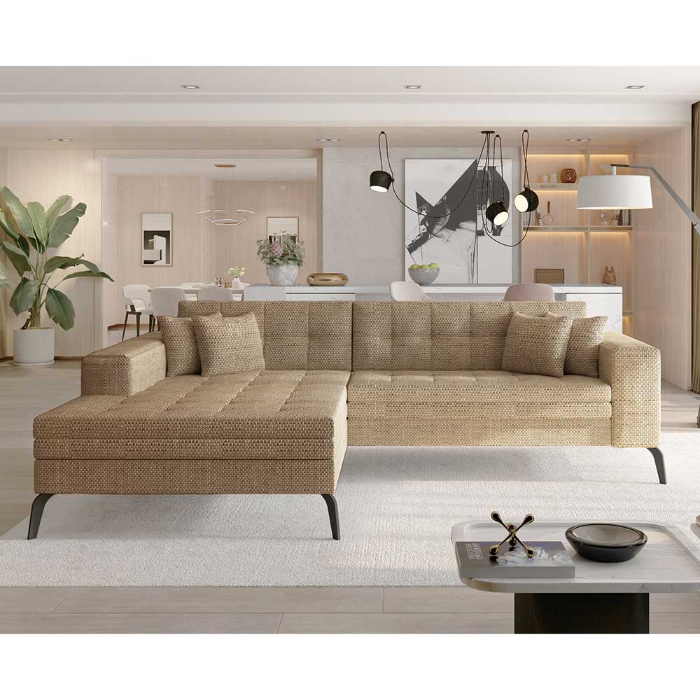 Ecksofa Couch mit Armlehnen in Beige günstig online kaufen