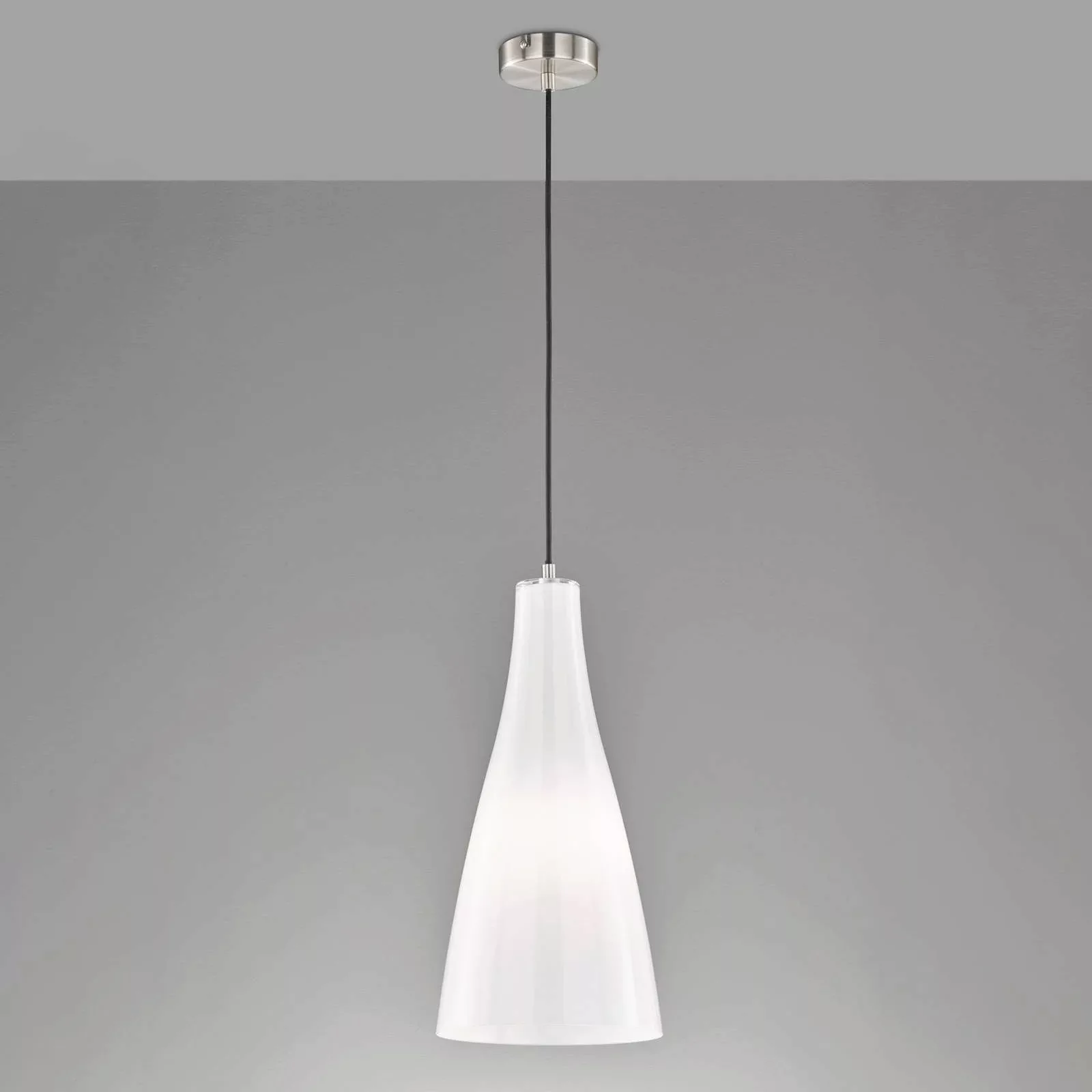 Hängeleuchte Zeal, nickel matt/opal, Ø 18 cm günstig online kaufen