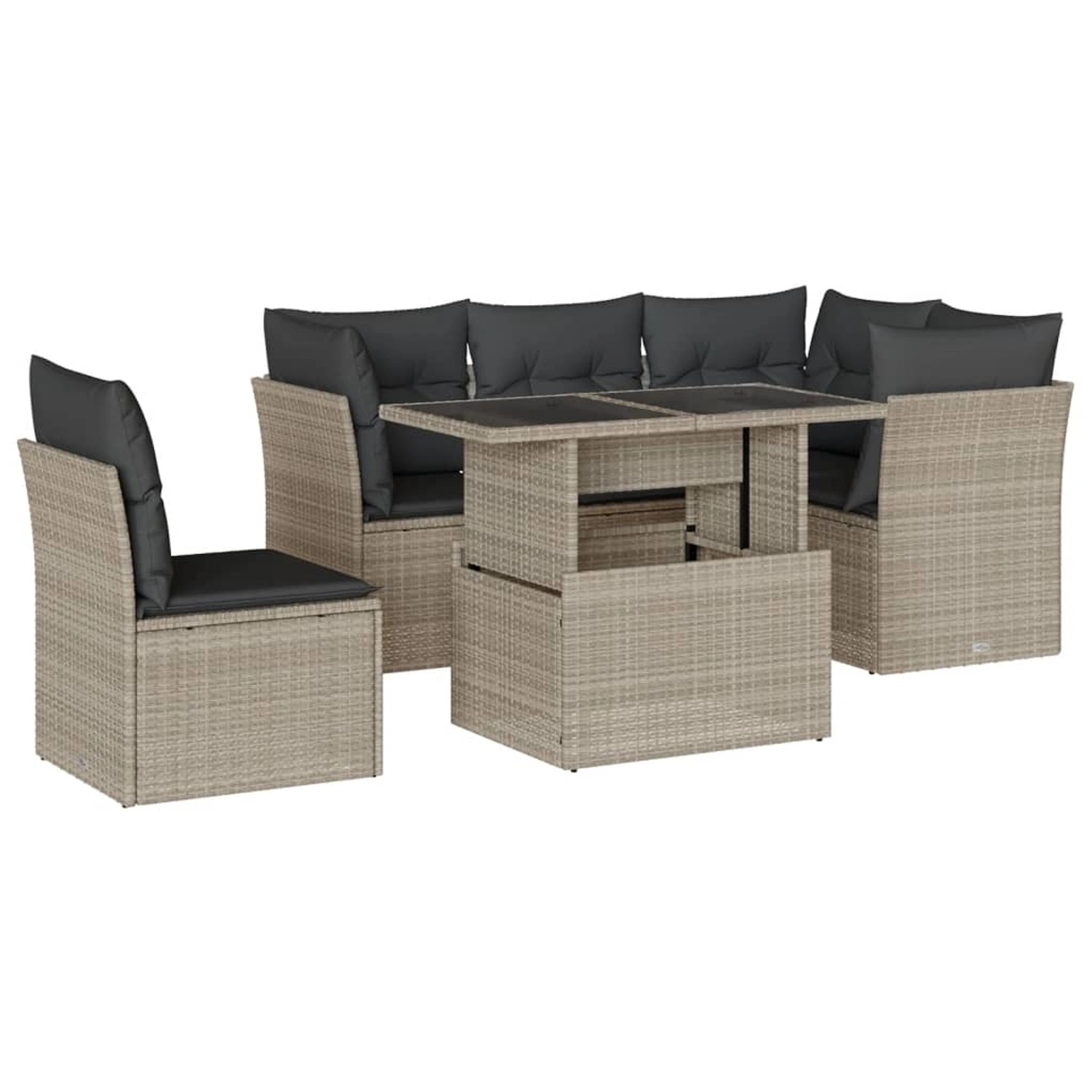 vidaXL 6-Tlg Garten-Sofagarnitur mit Kissen Hellgrau Poly Rattan 3266592 günstig online kaufen