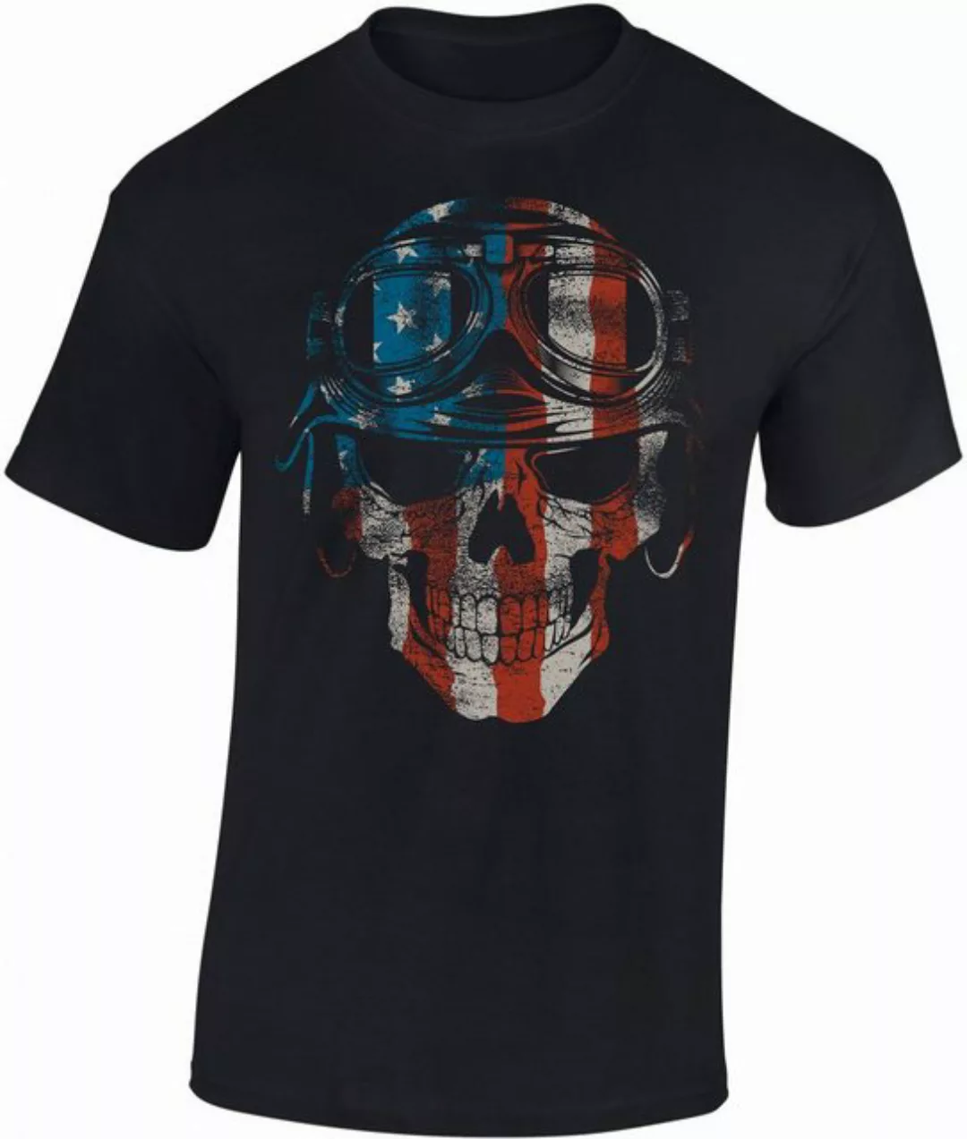 Baddery Print-Shirt Biker Shirt: "American Biker" - Motorrad T-Shirt, hochw günstig online kaufen