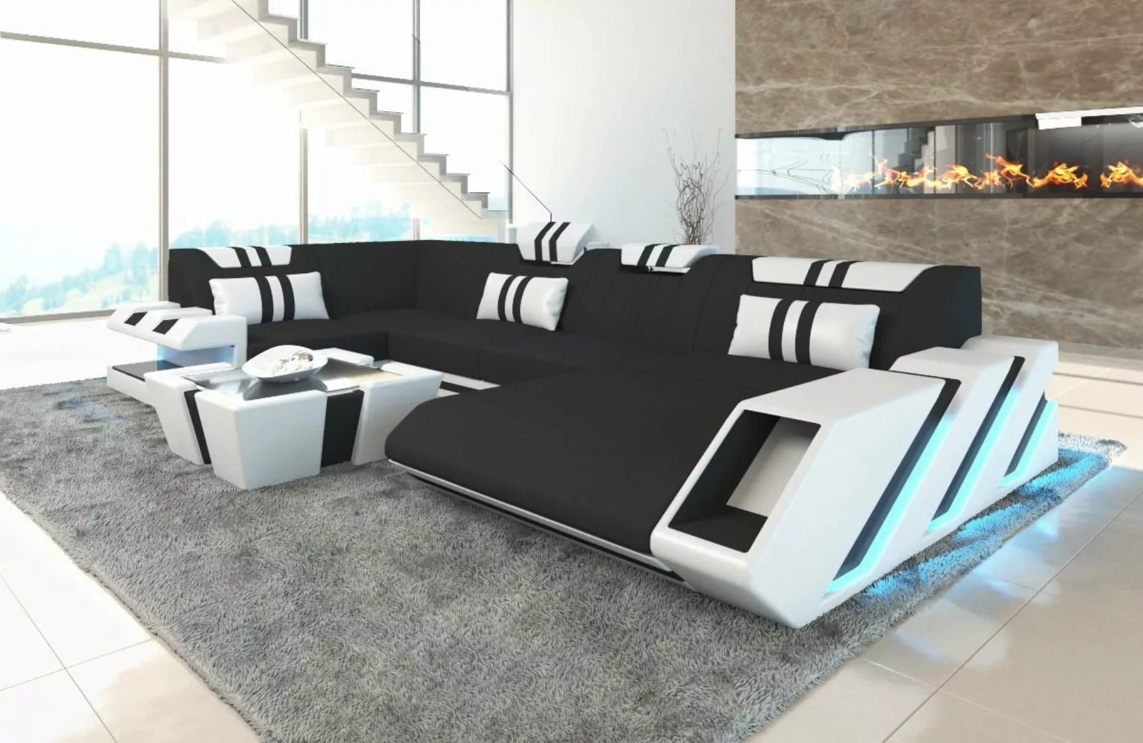Sofa Dreams Wohnlandschaft Sofa Stoff Couch Apollonia U Form Polster Stoffs günstig online kaufen