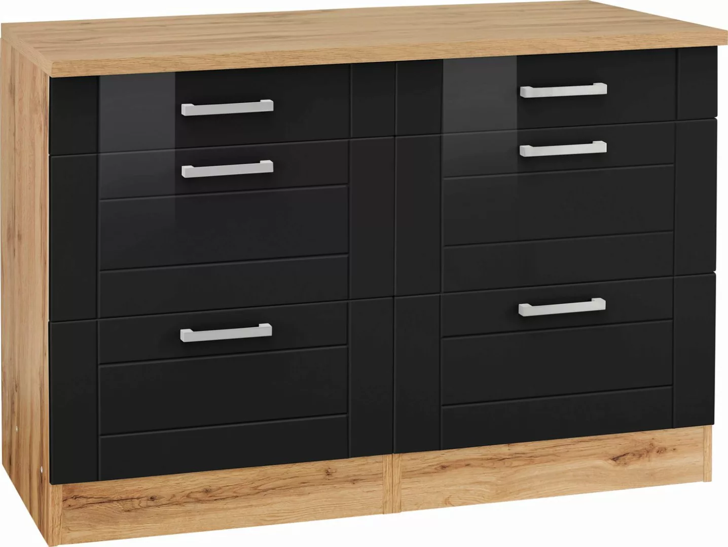 KOCHSTATION Unterschrank "KS-Tinnum", 120 cm breit, Metallgriffe, MDF Front günstig online kaufen