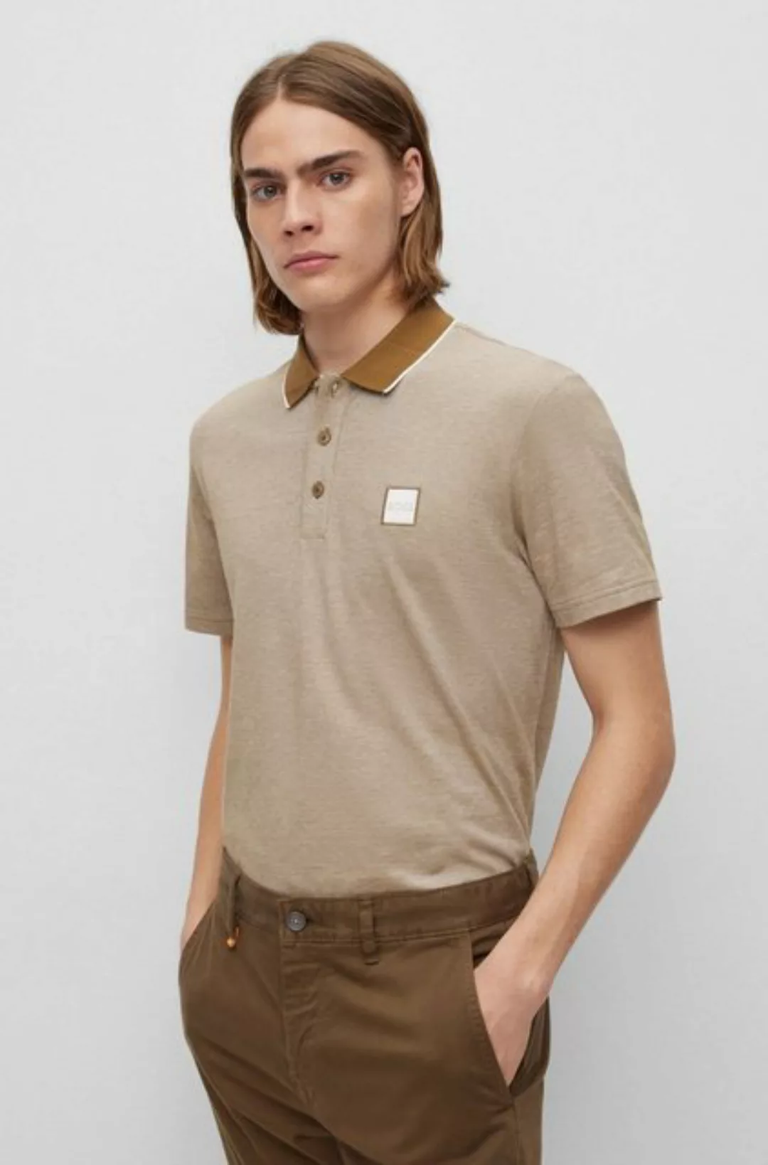 BOSS ORANGE Poloshirt PeOxford mit kontrastfarbenen Polokragen günstig online kaufen