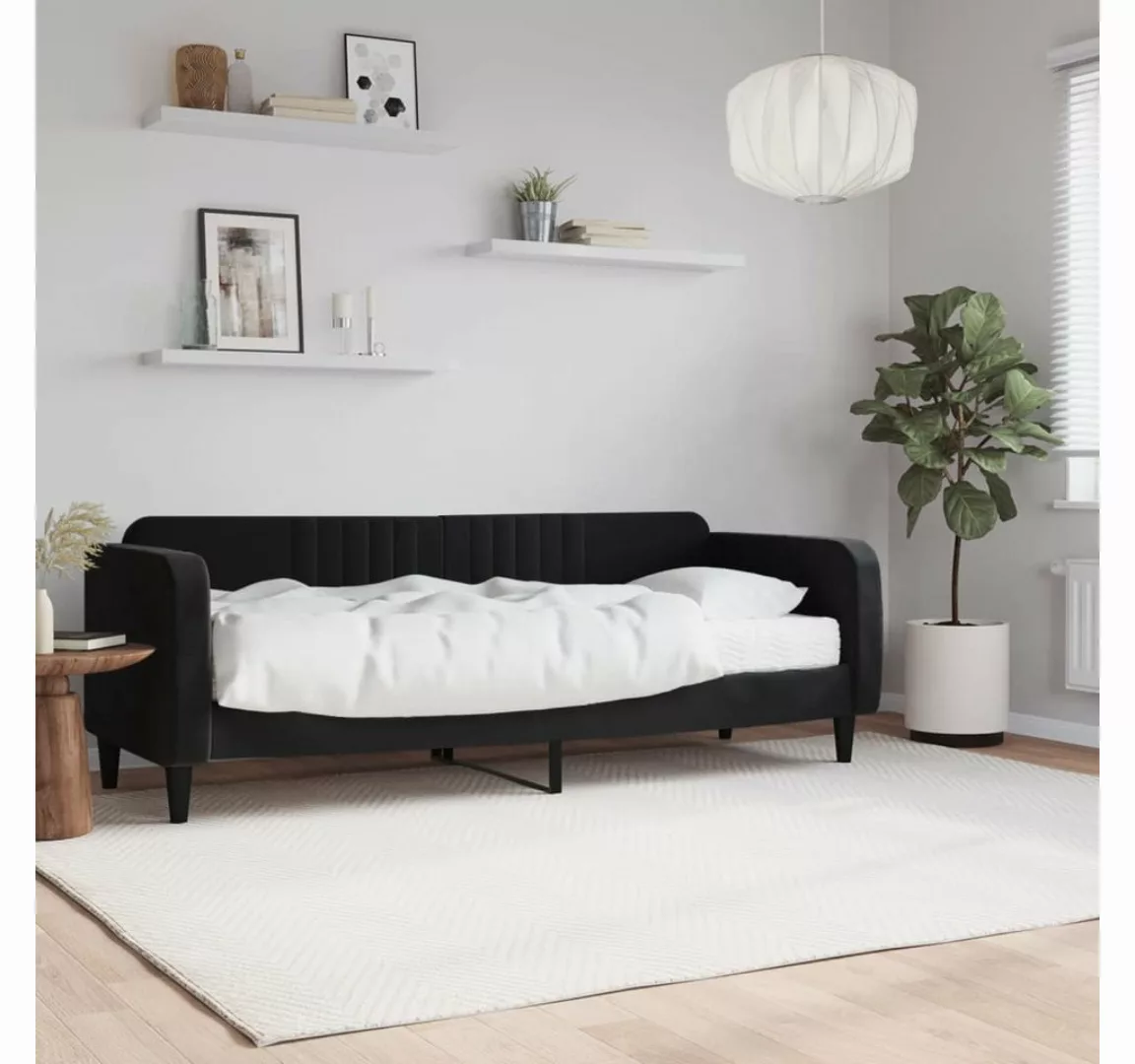 vidaXL Gästebett Gästebett Tagesbett mit Matratze Schwarz 80x200 cm Samt Be günstig online kaufen