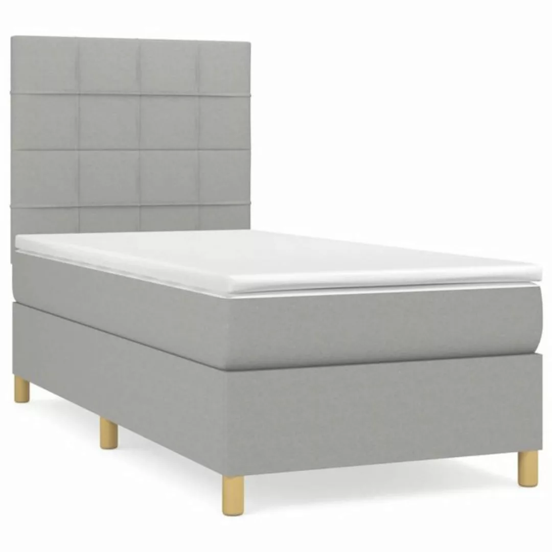 vidaXL Bettgestell Boxspringbett mit Matratze Hellgrau 90x200 cm Stoff Bett günstig online kaufen