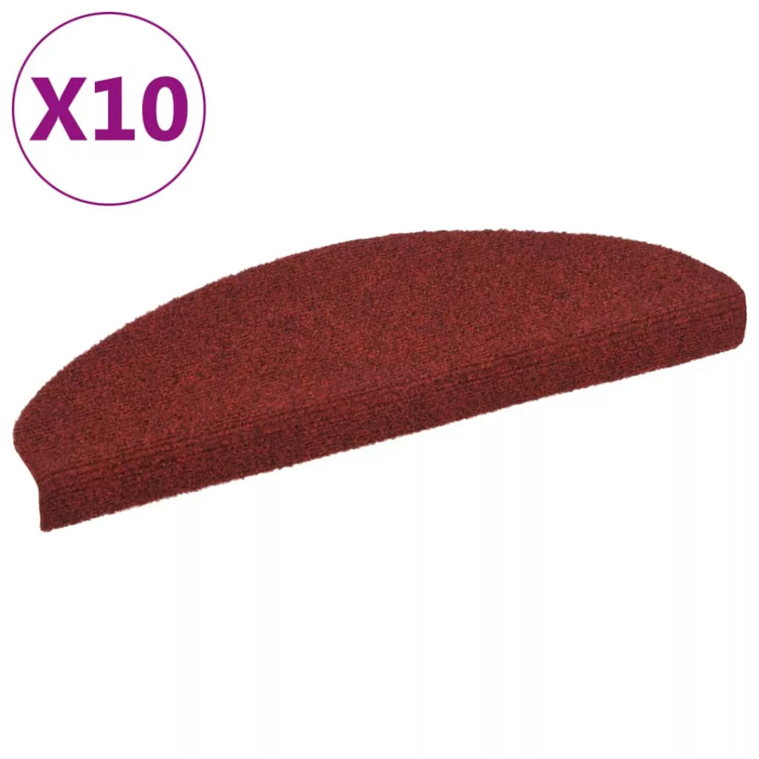 Selbstklebende Treppenmatten 10 Stk. Rot 65x21x4 Cm Nadelvlies günstig online kaufen