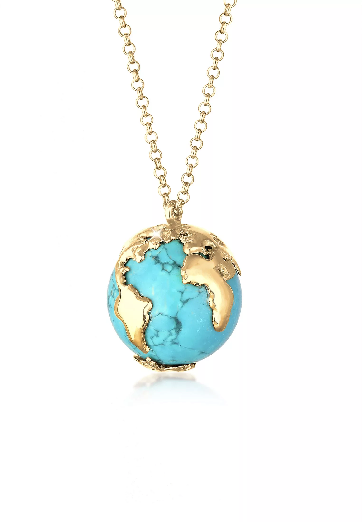 Elli Kette mit Anhänger "Erbskette Globus Weltkugel Syn. Howlith 925 Silber günstig online kaufen
