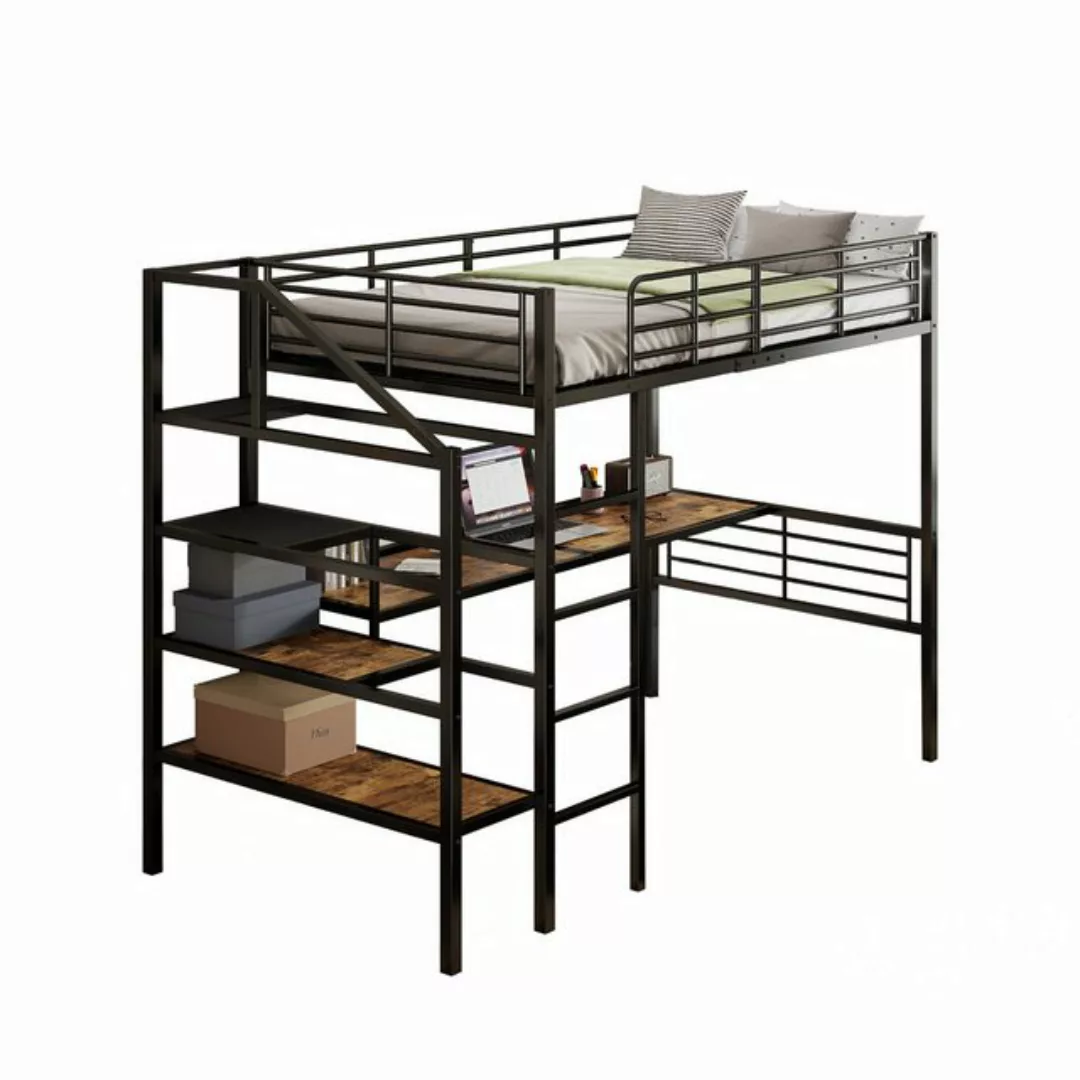 Odikalo Hochbett Jugendbett Schreibtisch Aufbewahrung Schwarz 90*200cm(Ohne günstig online kaufen