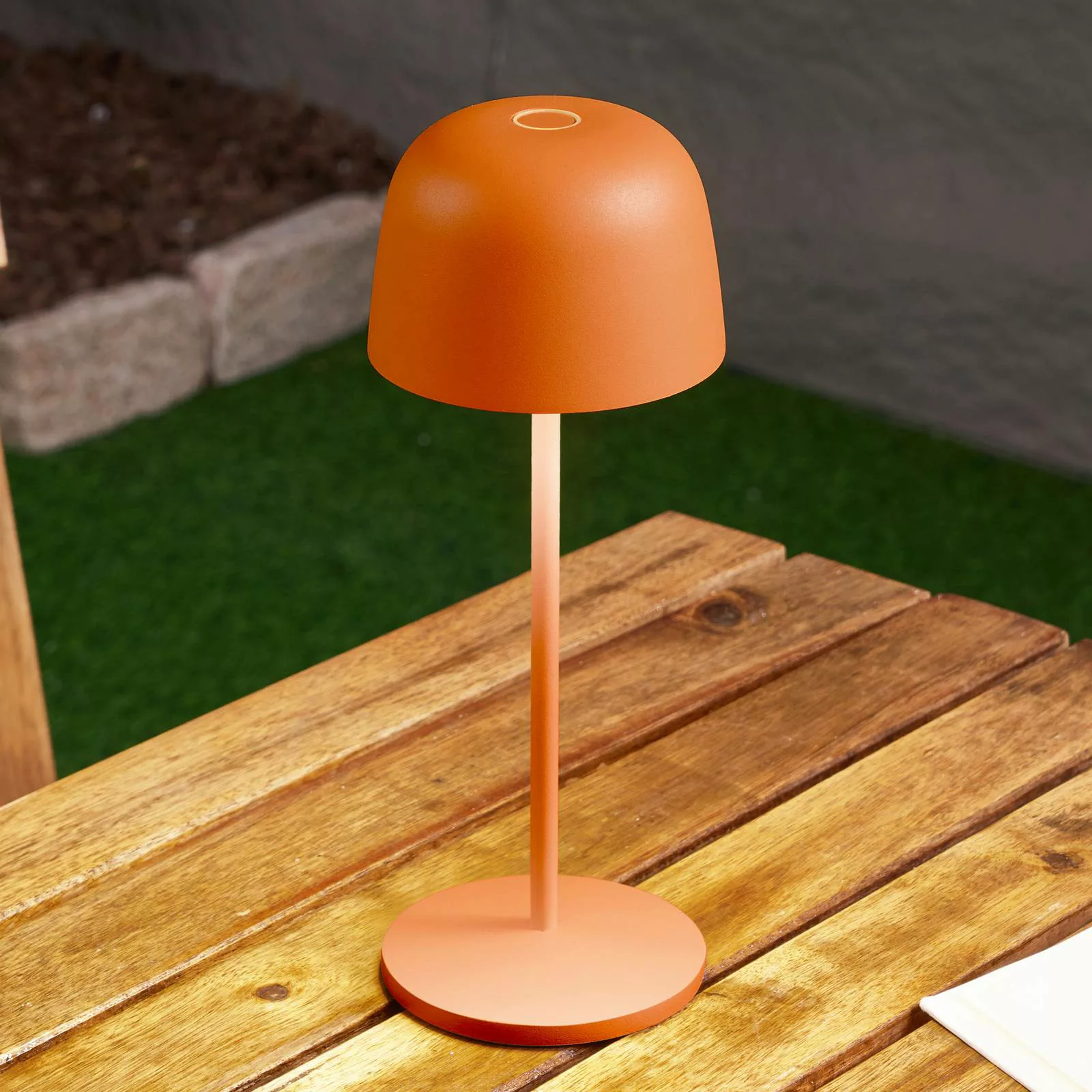 Lindby LED-Akku-Tischleuchte Arietty, orange, dimmbar, IP54 günstig online kaufen