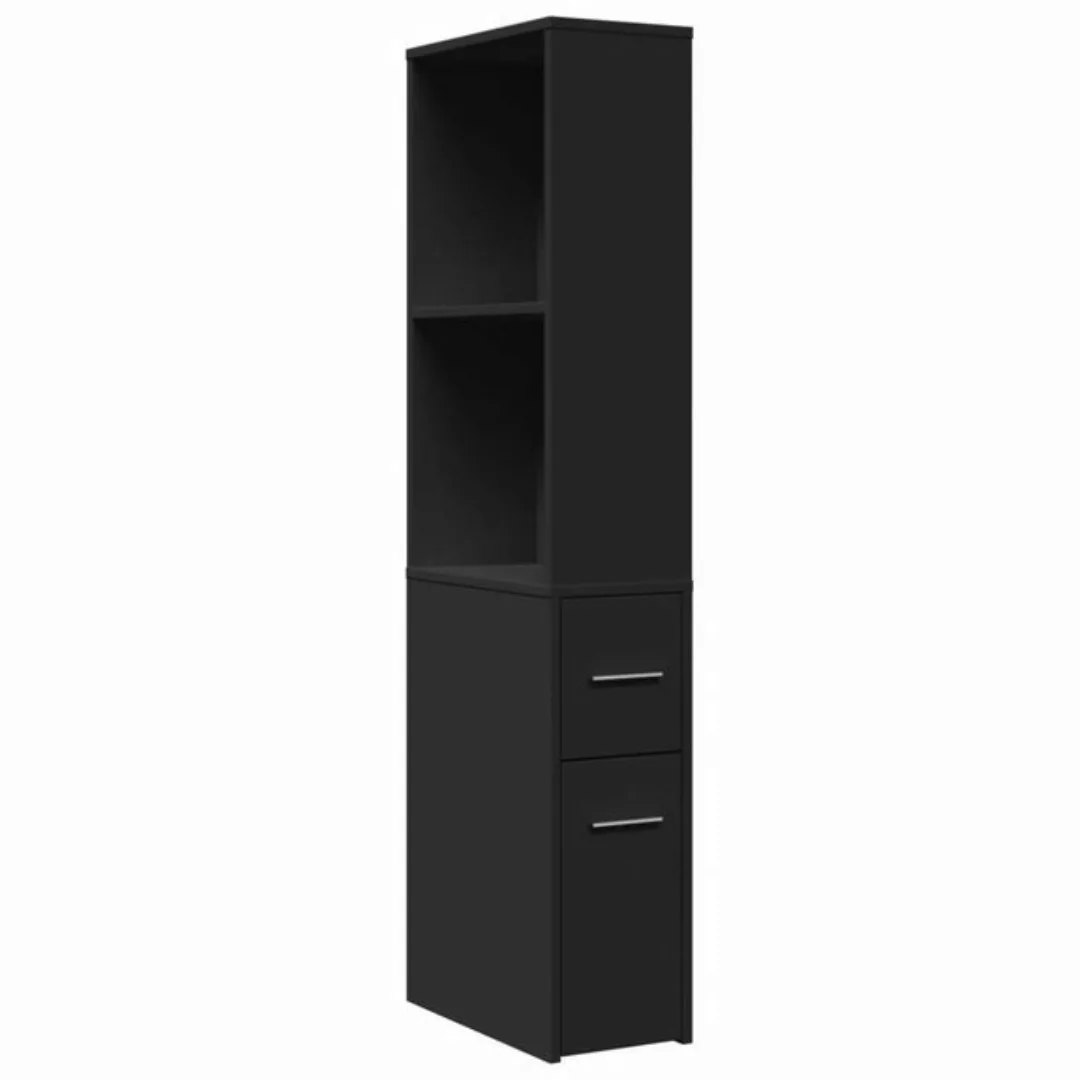 vidaXL Fächerschrank Badschrank Schmal mit Rollen Schwarz Holzwerkstoff (1- günstig online kaufen