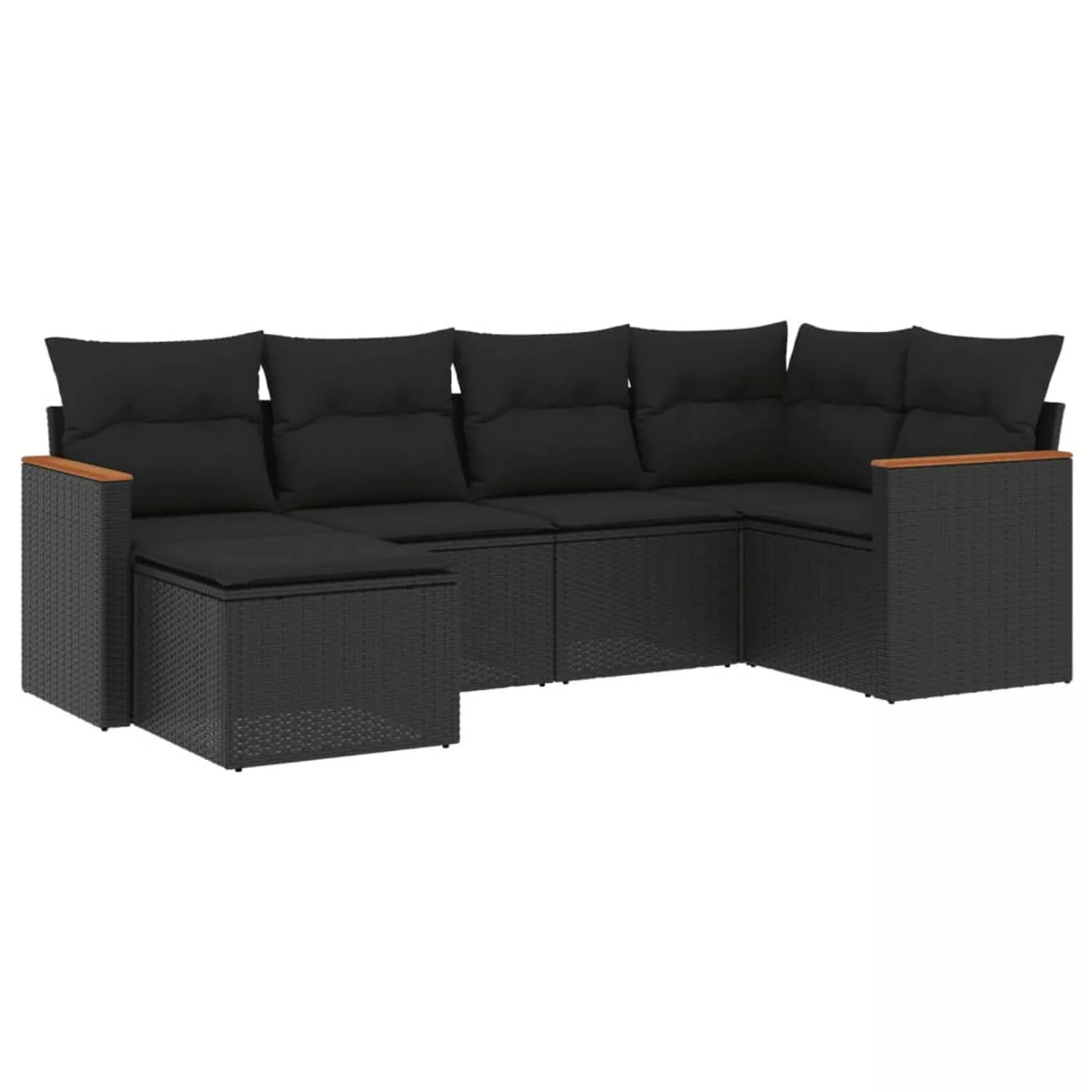 vidaXL 6-tlg Garten-Sofagarnitur mit Kissen Schwarz Poly Rattan Modell 209 günstig online kaufen