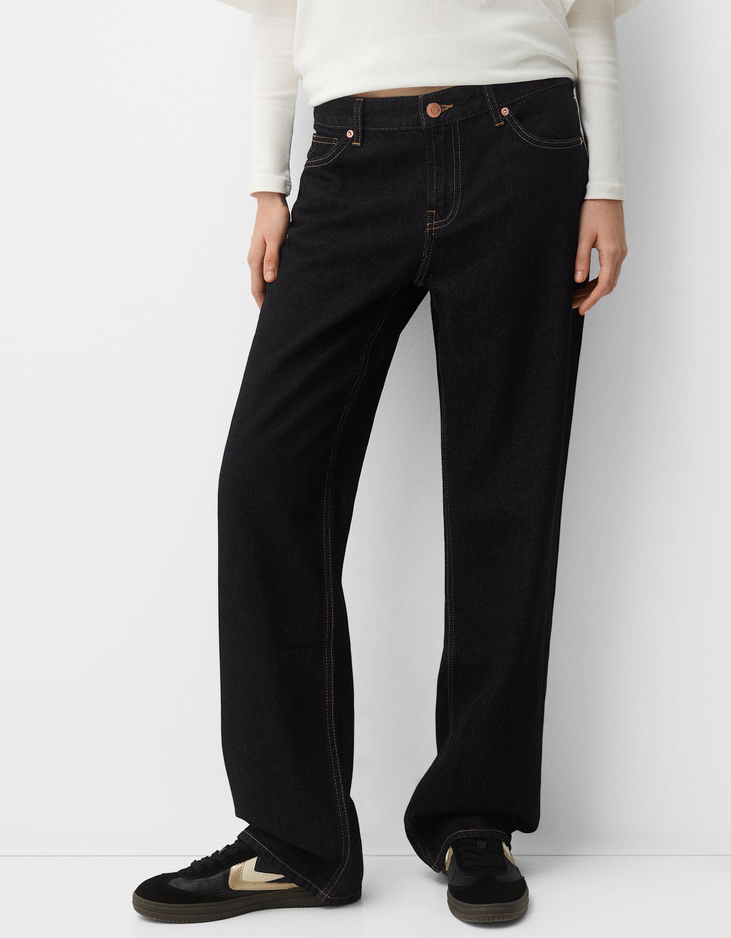 Bershka Straight Fit Jeans Damen 44 Marinenblau günstig online kaufen