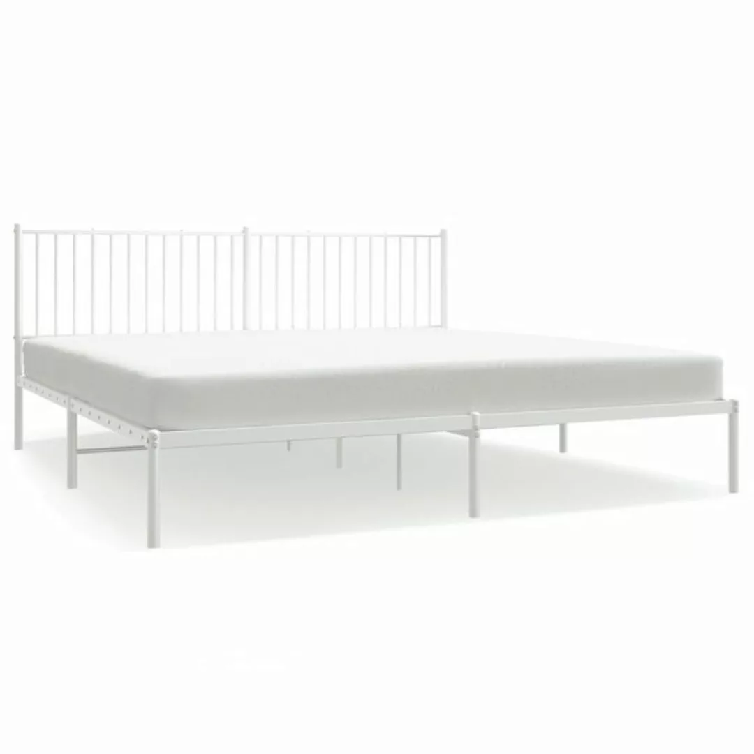 furnicato Bett Bettgestell mit Kopfteil Metall Weiß 193x203 cm günstig online kaufen