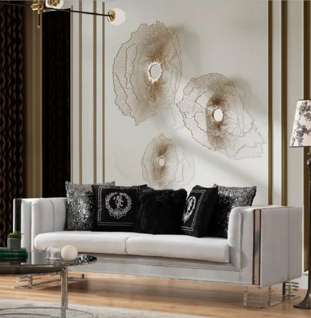 JVmoebel 3-Sitzer Weißes Modernes Textil Sofa Wohnzimmer 3-Sitzer Luxuriöse günstig online kaufen
