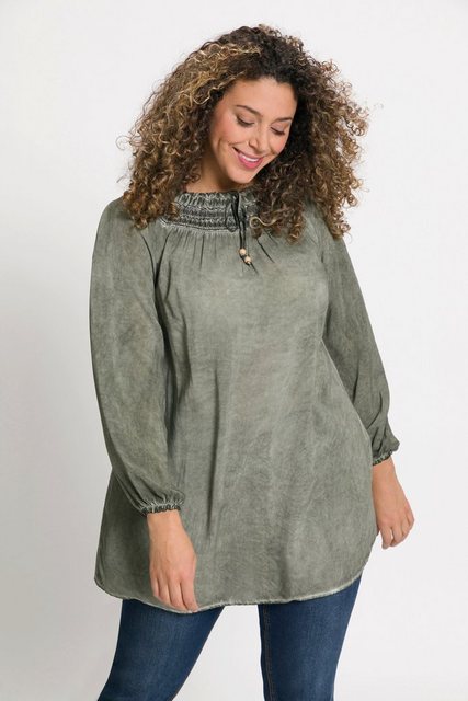 Ulla Popken Tunika Carmenbluse oil dyed Carmenausschnitt Langarm günstig online kaufen