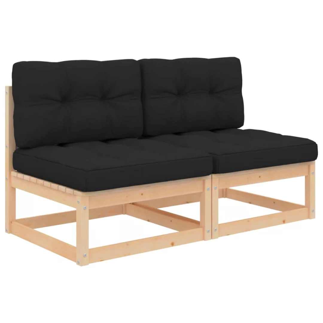 Garten-mittelsofas Mit Kissen 2 Stk. Massivholz Kiefer günstig online kaufen