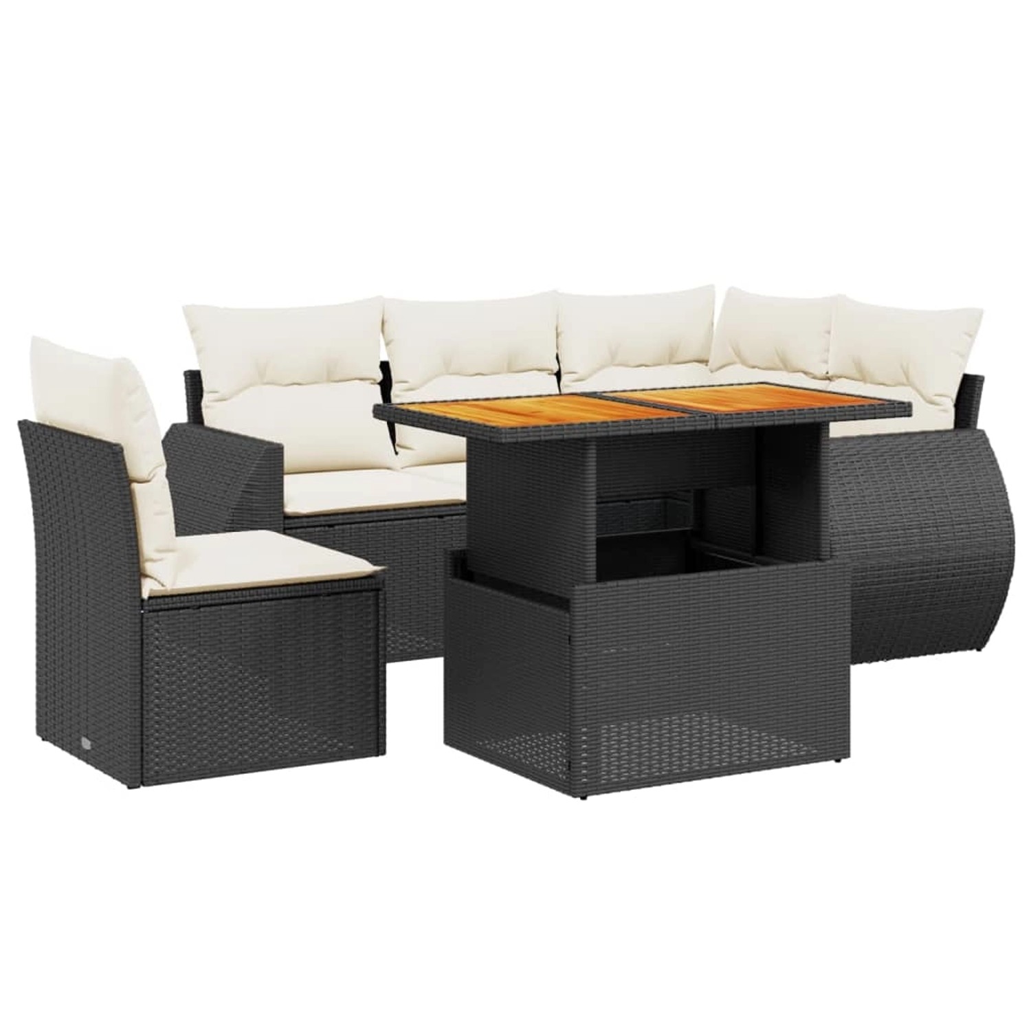 vidaXL 6-Tlg Garten-Sofagarnitur mit Kissen Schwarz Poly Rattan 3272197 günstig online kaufen