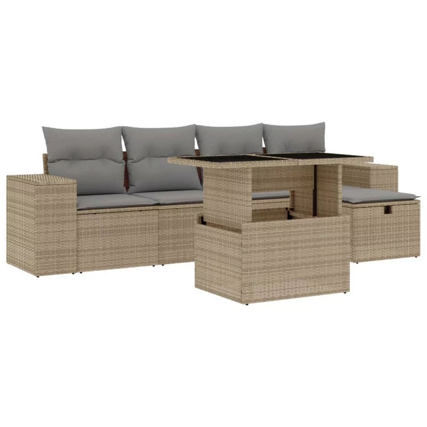 vidaXL 6-tlg Garten-Sofagarnitur mit Kissen Beige Poly Rattan Modell 376 günstig online kaufen