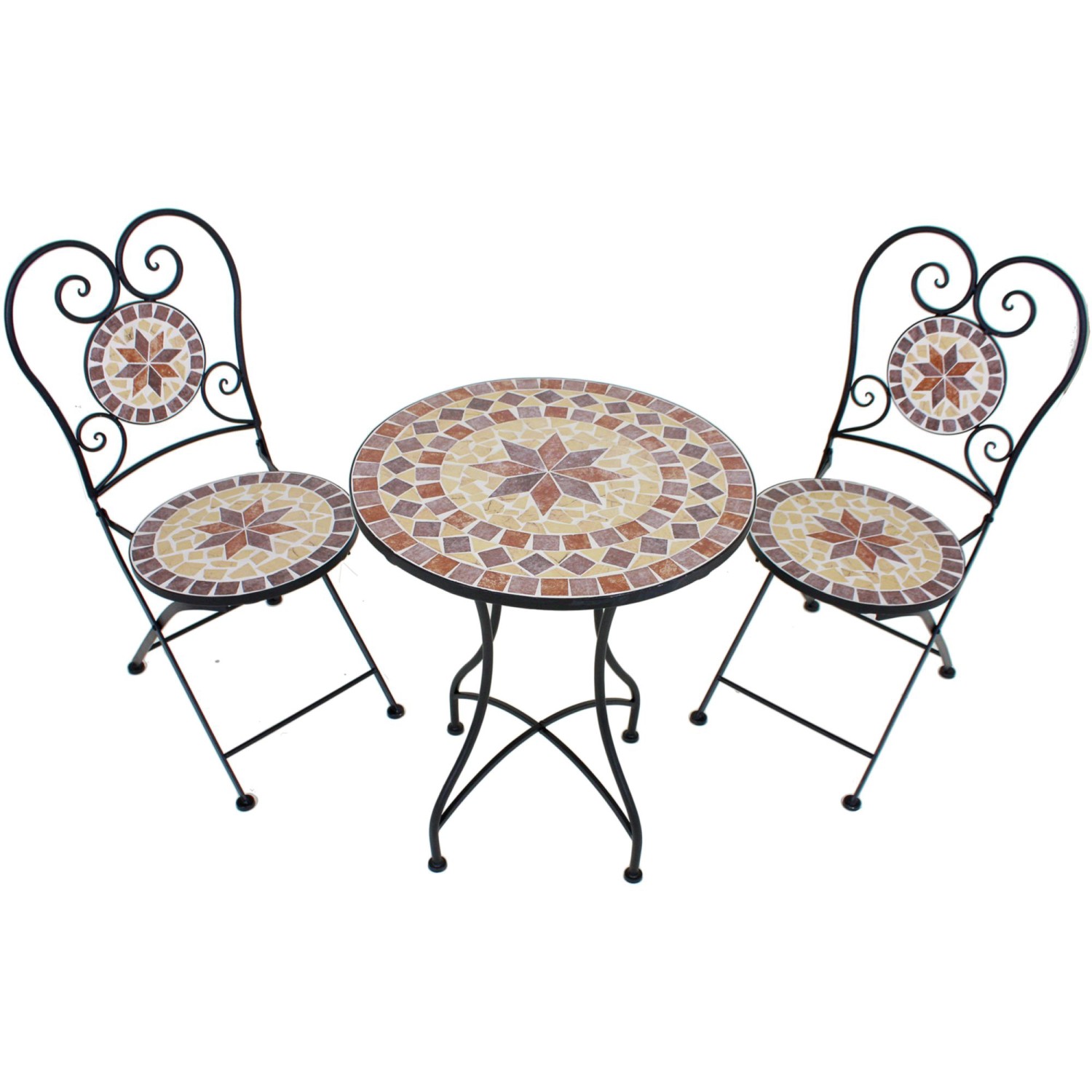 Garden Pleasure Balkon-Set Mosaik Amarillo 3-teilig Braun günstig online kaufen