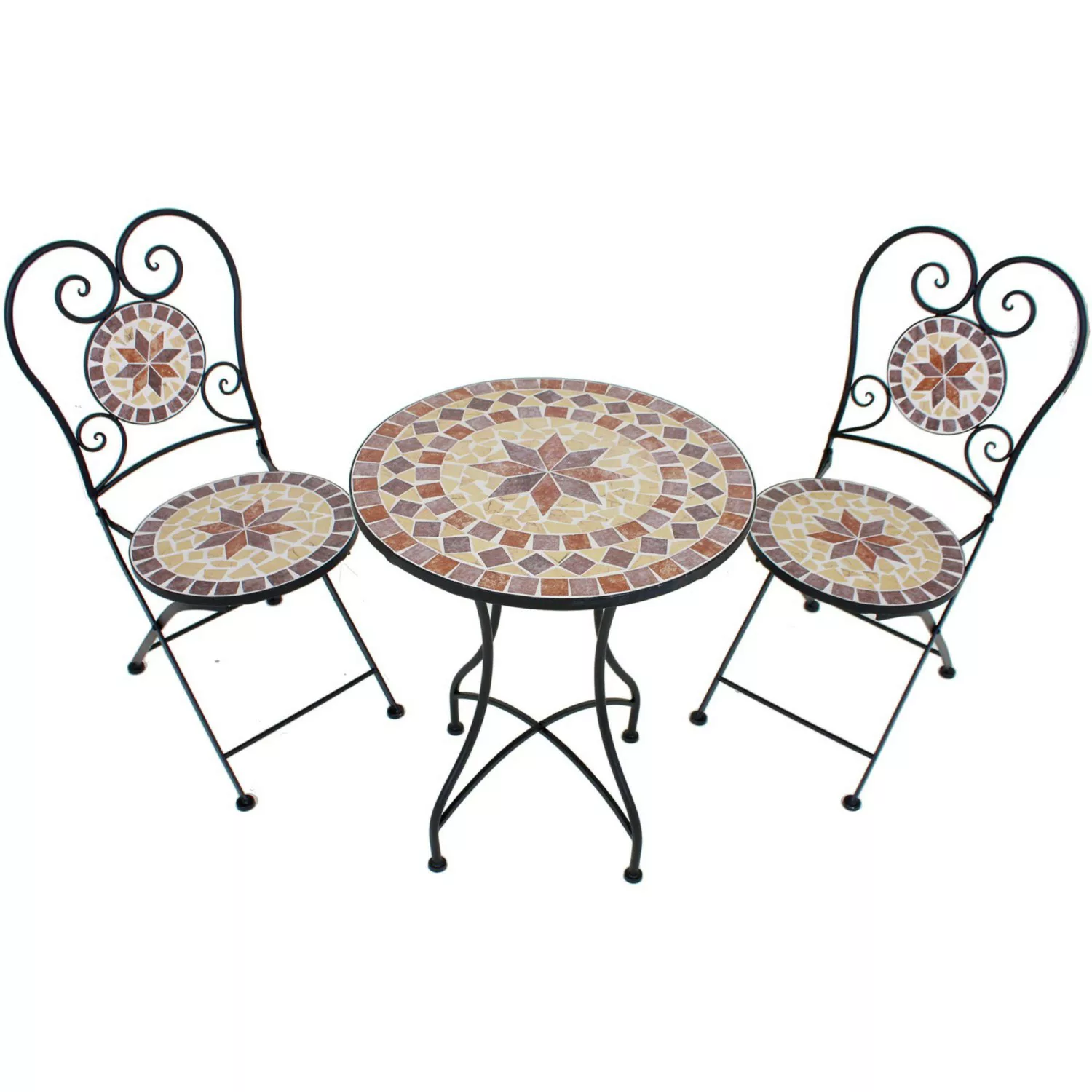 Garden Pleasure Balkon-Set Mosaik Amarillo 3-teilig Braun günstig online kaufen
