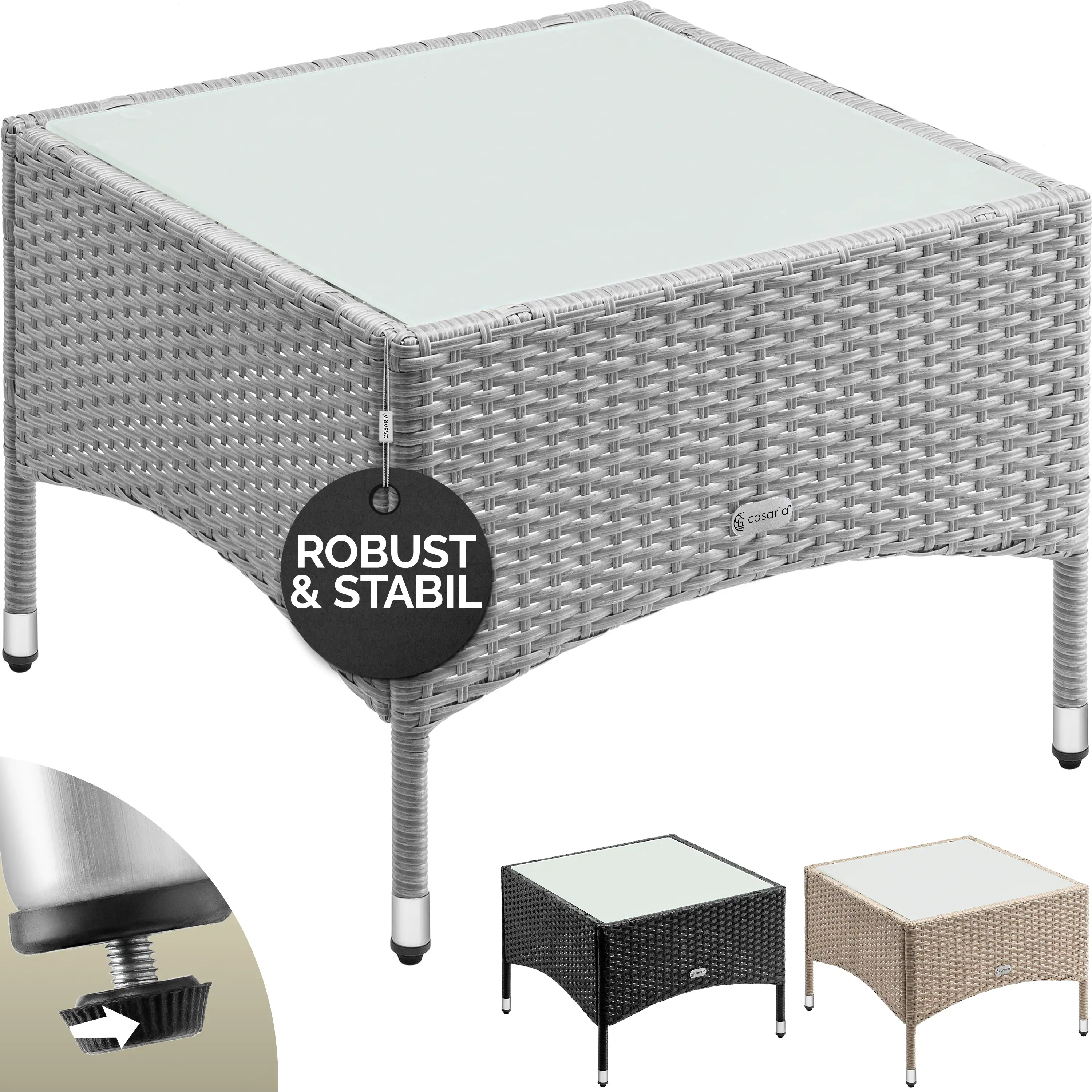 Polyrattan Beistelltisch Grau 58x58x42cm günstig online kaufen