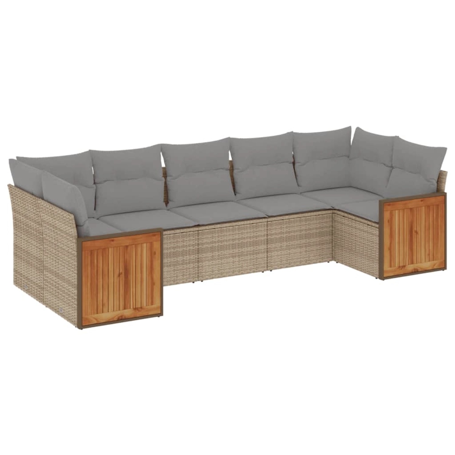vidaXL 7-Tlg Garten-Sofagarnitur mit Kissen Beige Poly Rattan 3227949 günstig online kaufen