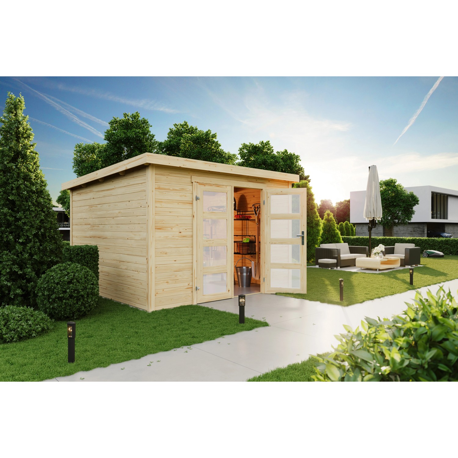Lasita Holz-Gartenhaus Zambezi 7 Natur 320 cm x 324,8 cm günstig online kaufen