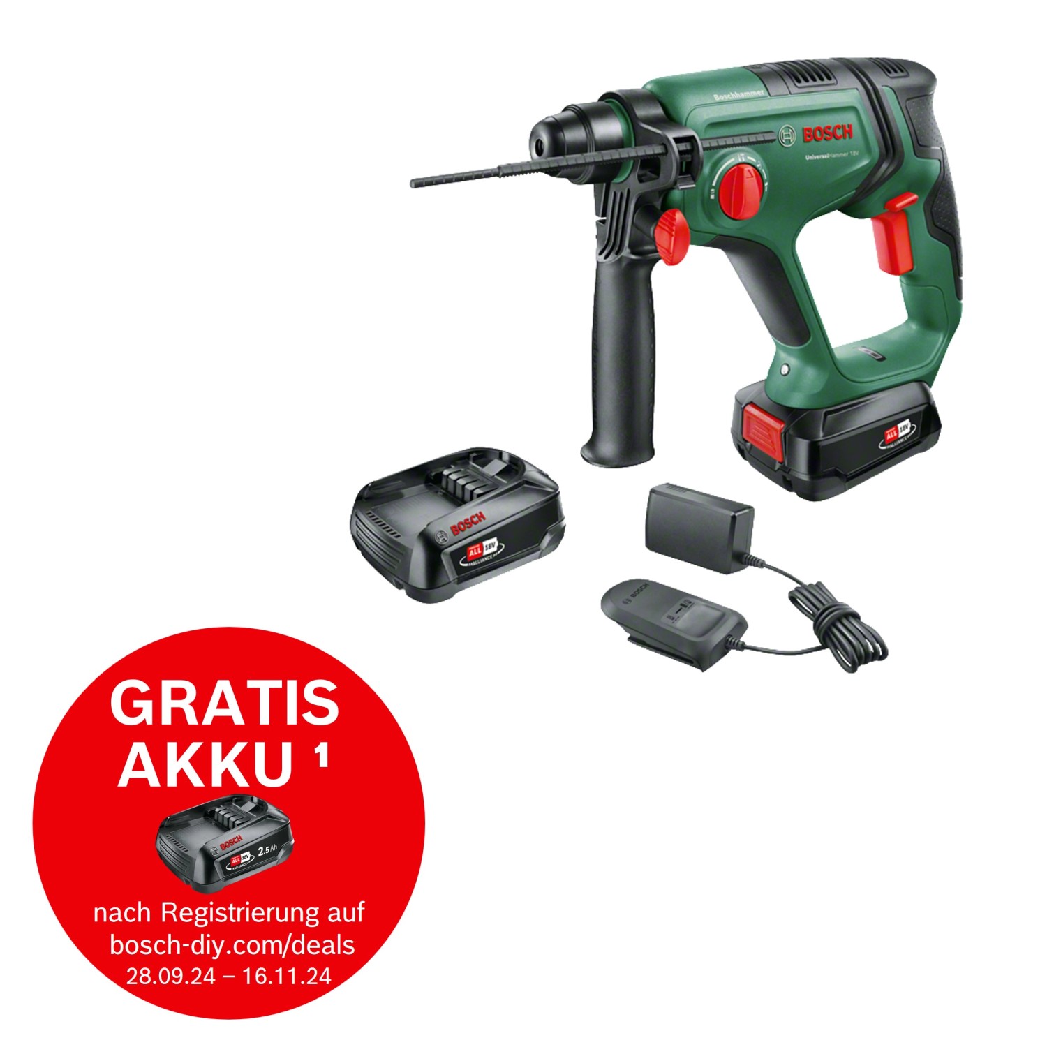 Bosch 18 V Akku-Bohrhammer Bosch Universal Hammer 18V inkl. 2,5 Ah Akkus günstig online kaufen