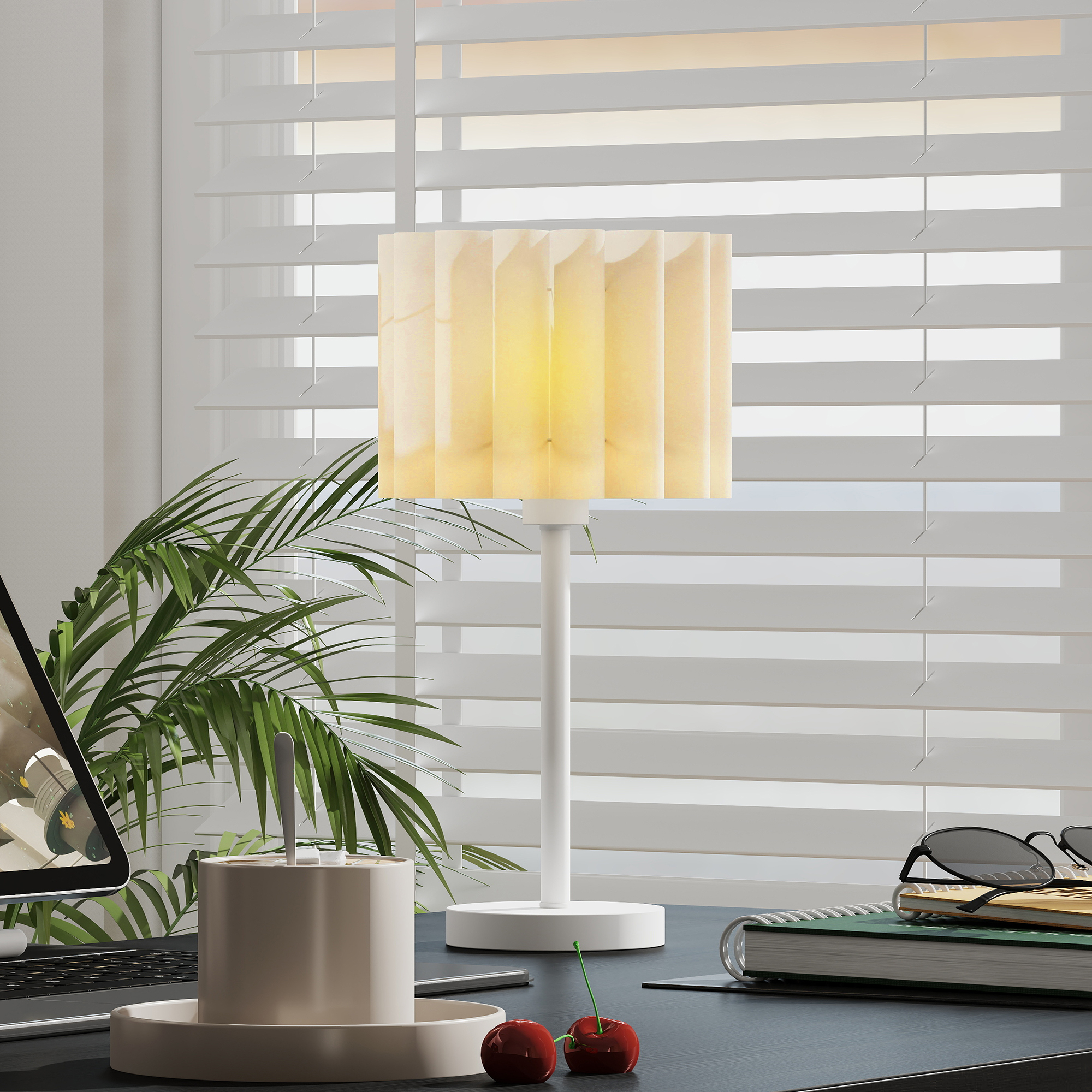 HOMCOM Tischlampe, Tischleuchte mit Wellen-Lampenschirm, E27-Fassung, Knopf günstig online kaufen