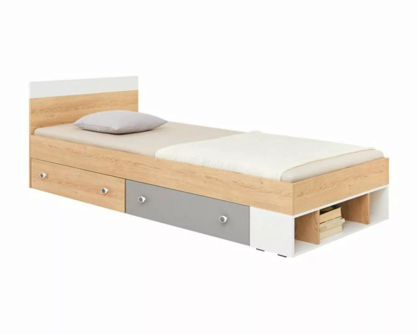 Deine Möbel 24 Jugendbett POKO 15 120x200cm, in Biskuiteiche / Weiß Lux / G günstig online kaufen